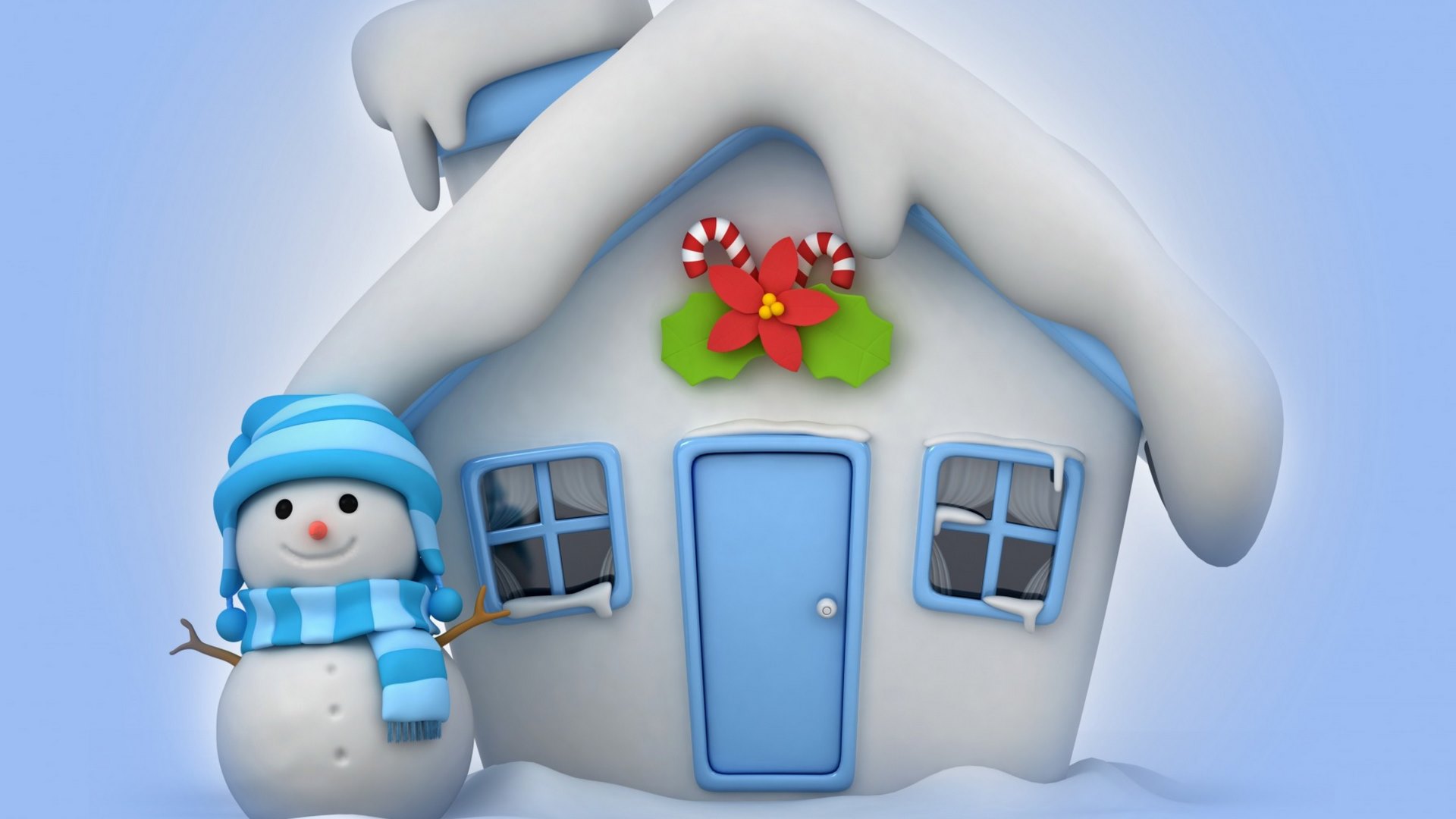 house, christmas, snow, snowman, winter, HD Wallpaper