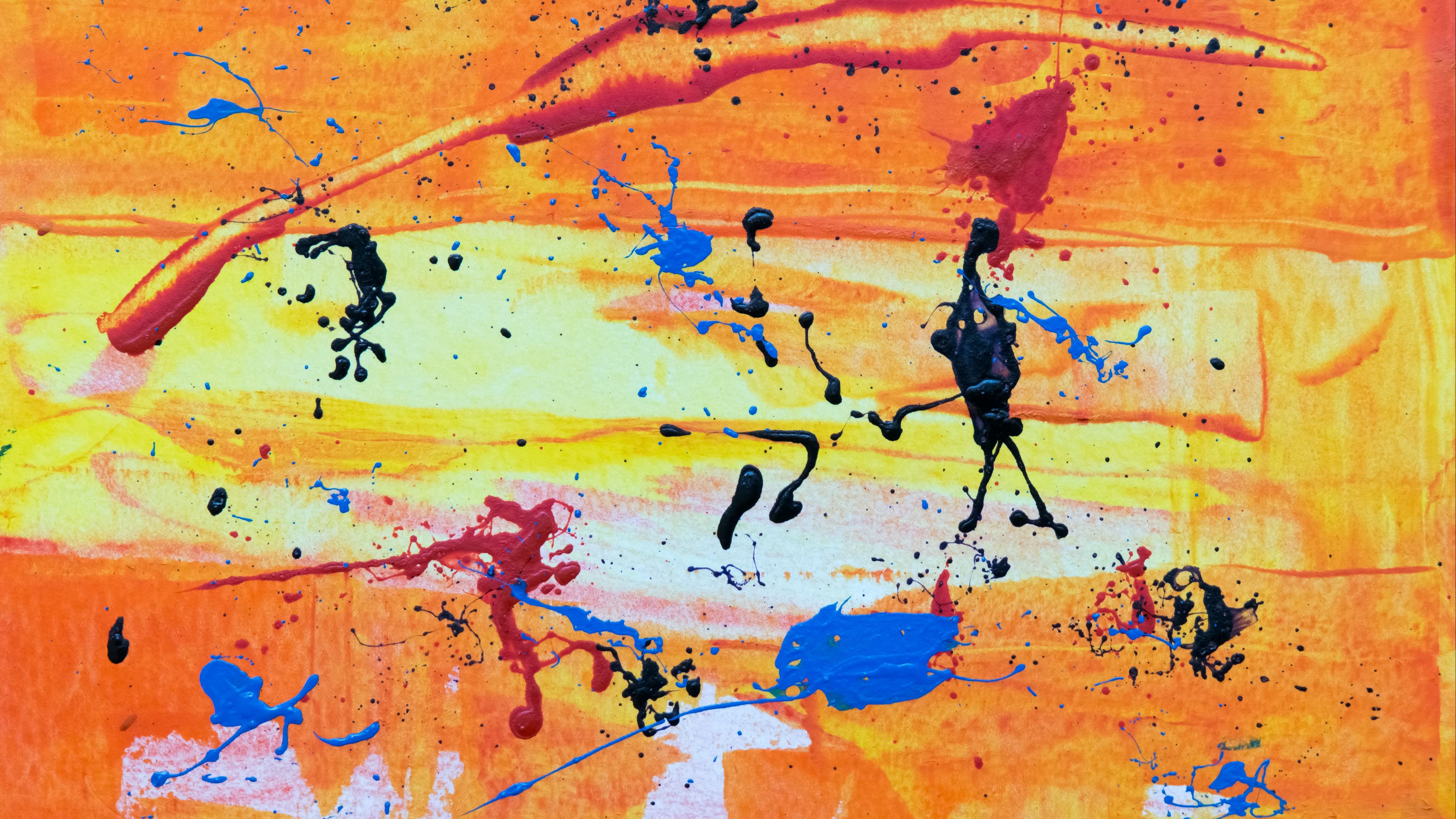 splashes, drops, paint, 4k, HD Wallpaper