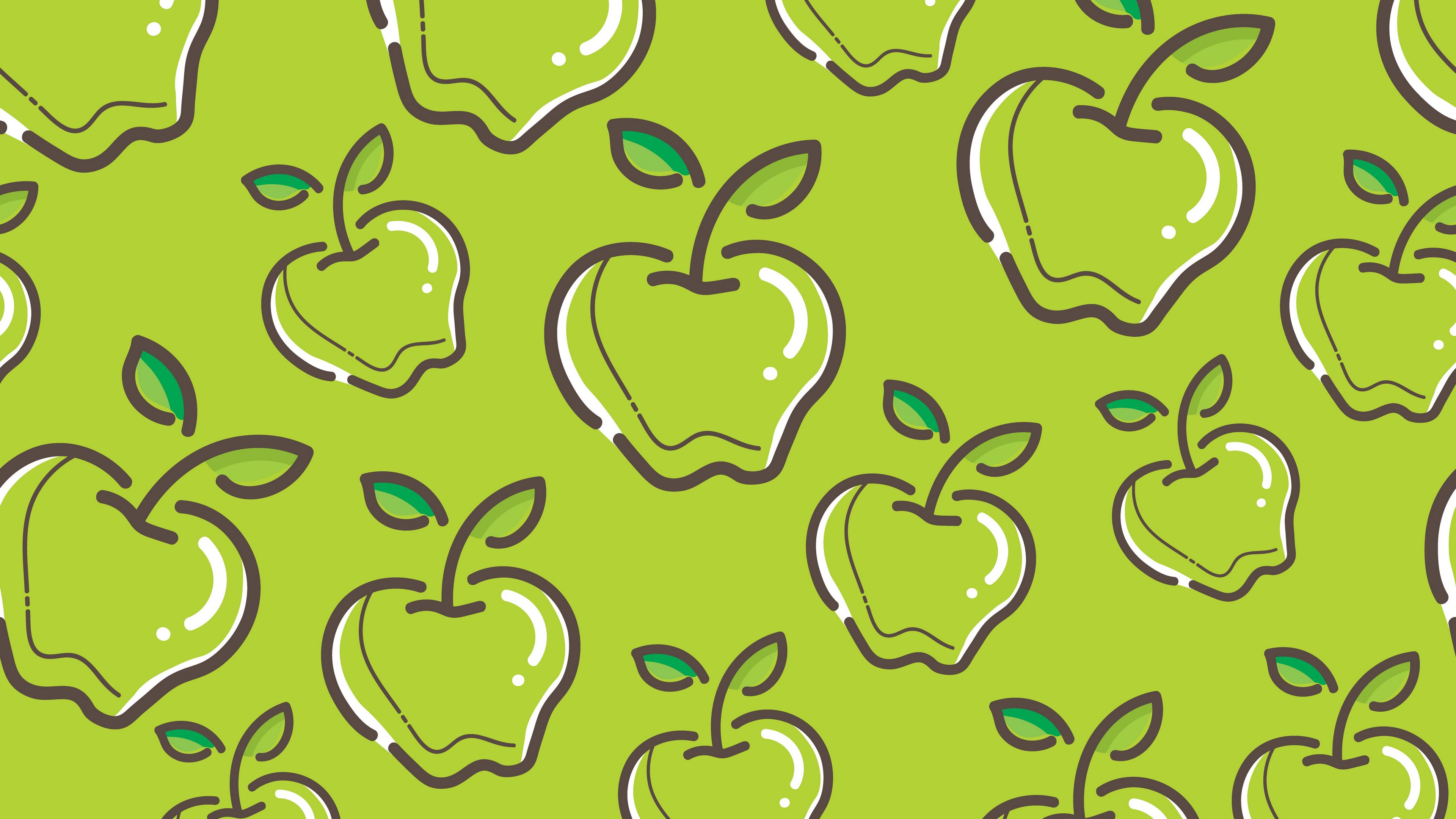 apples, art, patterns, vector, 4k, HD Wallpaper