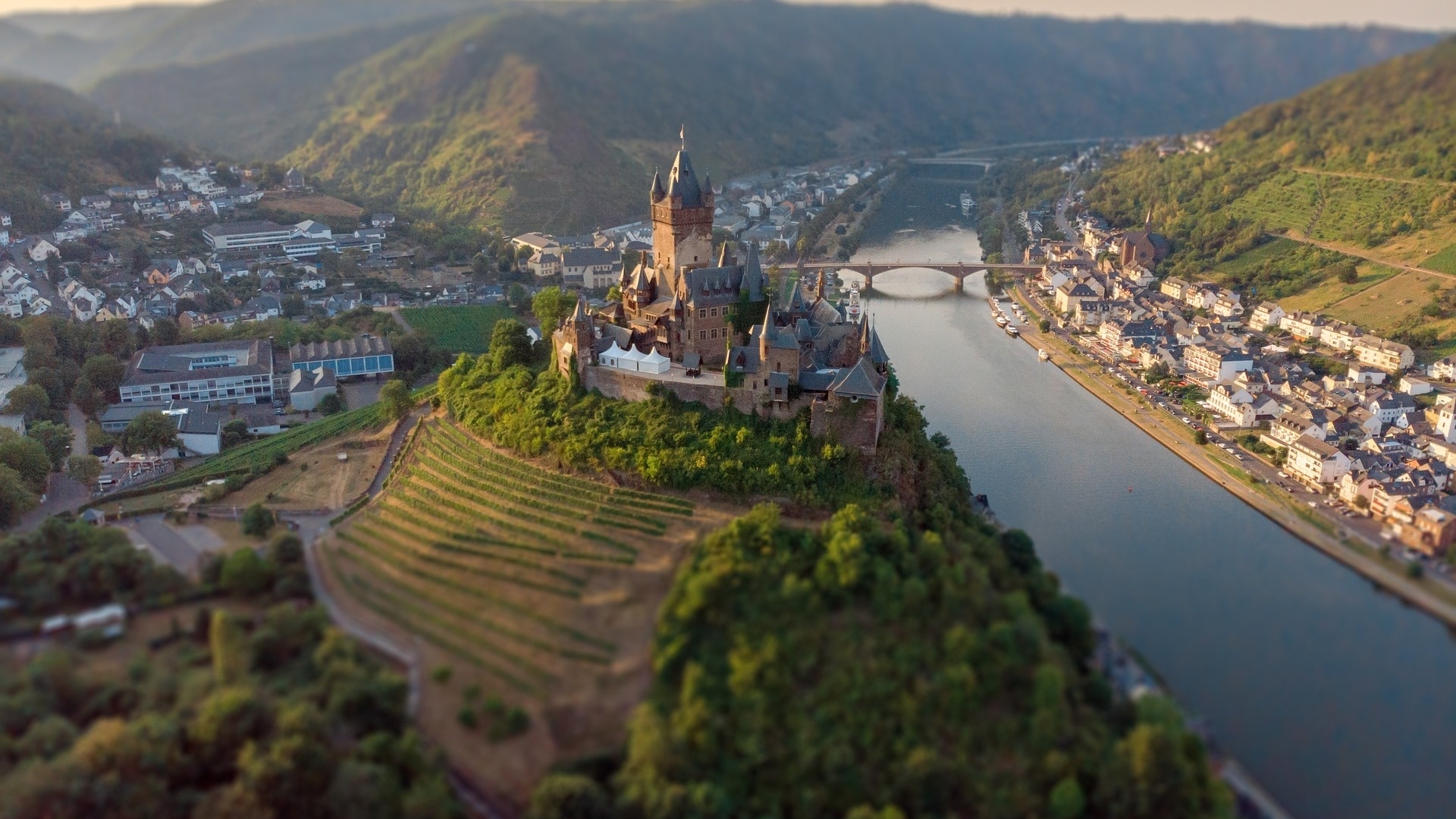 river, germany, castle, landscape, HD Wallpaper