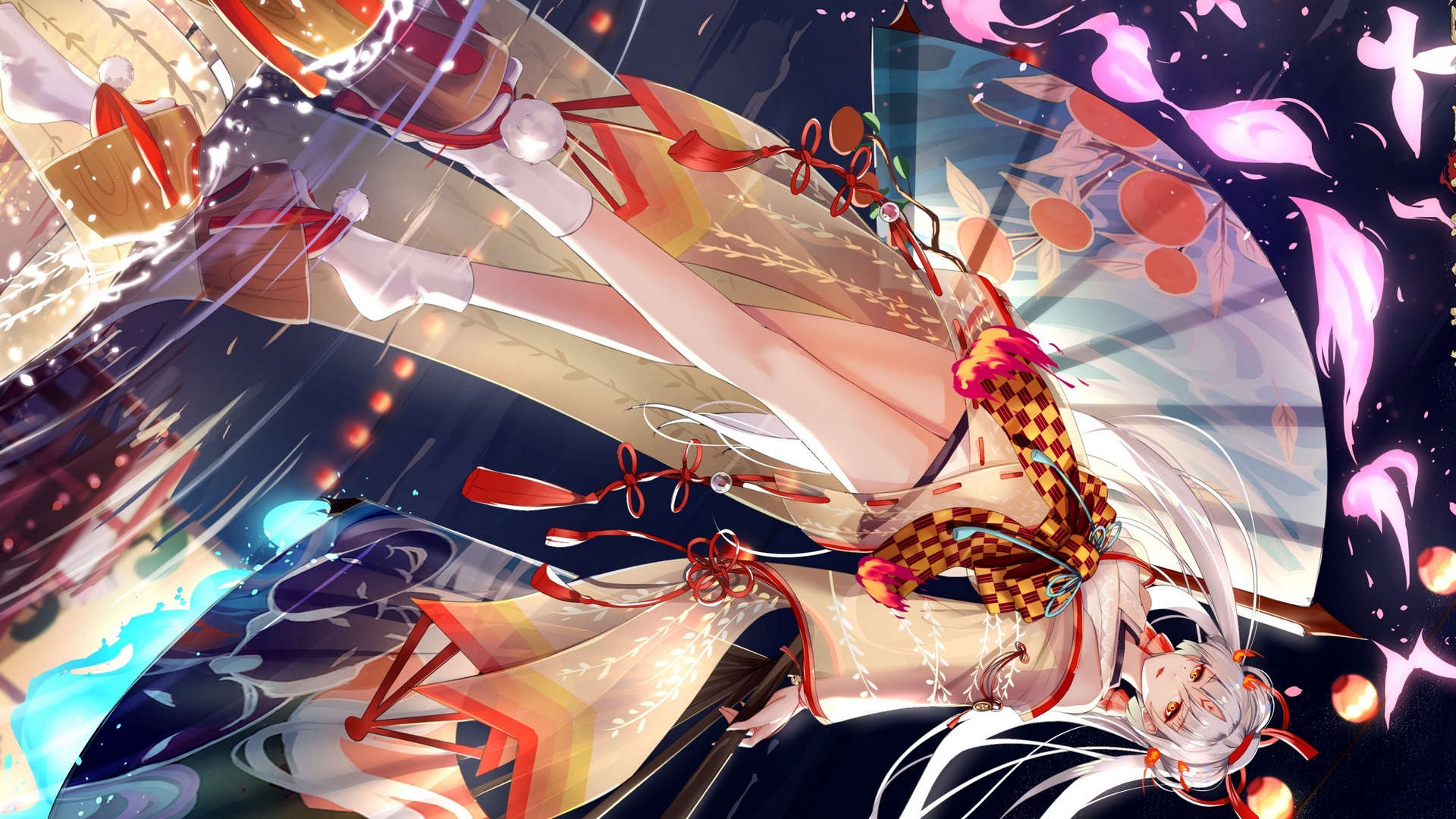 fantasy, girl, evantai, anime, manga, onmyouji, hand fan, yan, HD Wallpaper