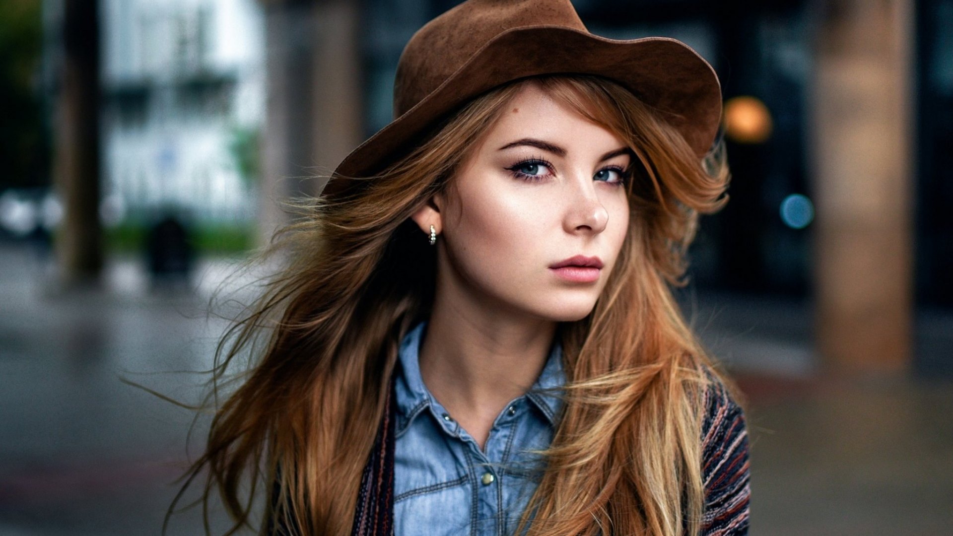 face, model, woman, hat, HD Wallpaper