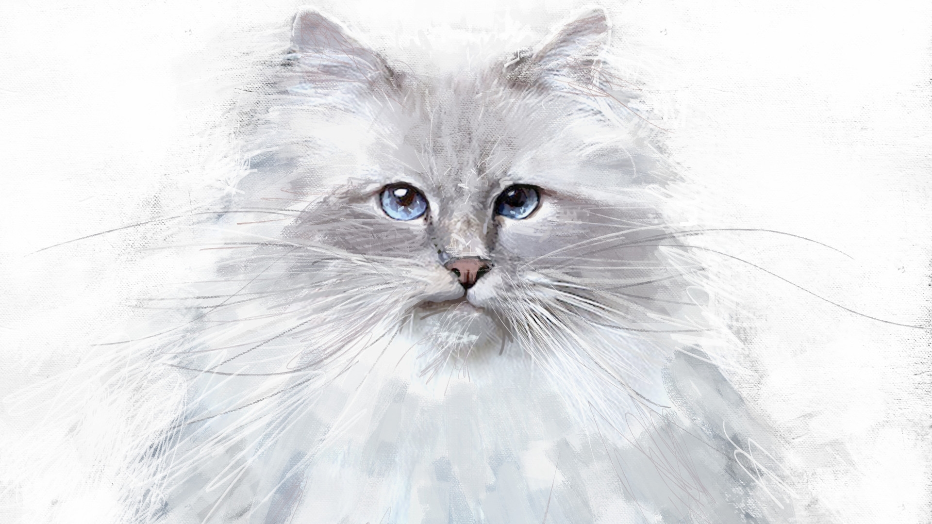 pisici, cat, art, ivana besevic, painting, pictura, blue eyes, HD Wallpaper