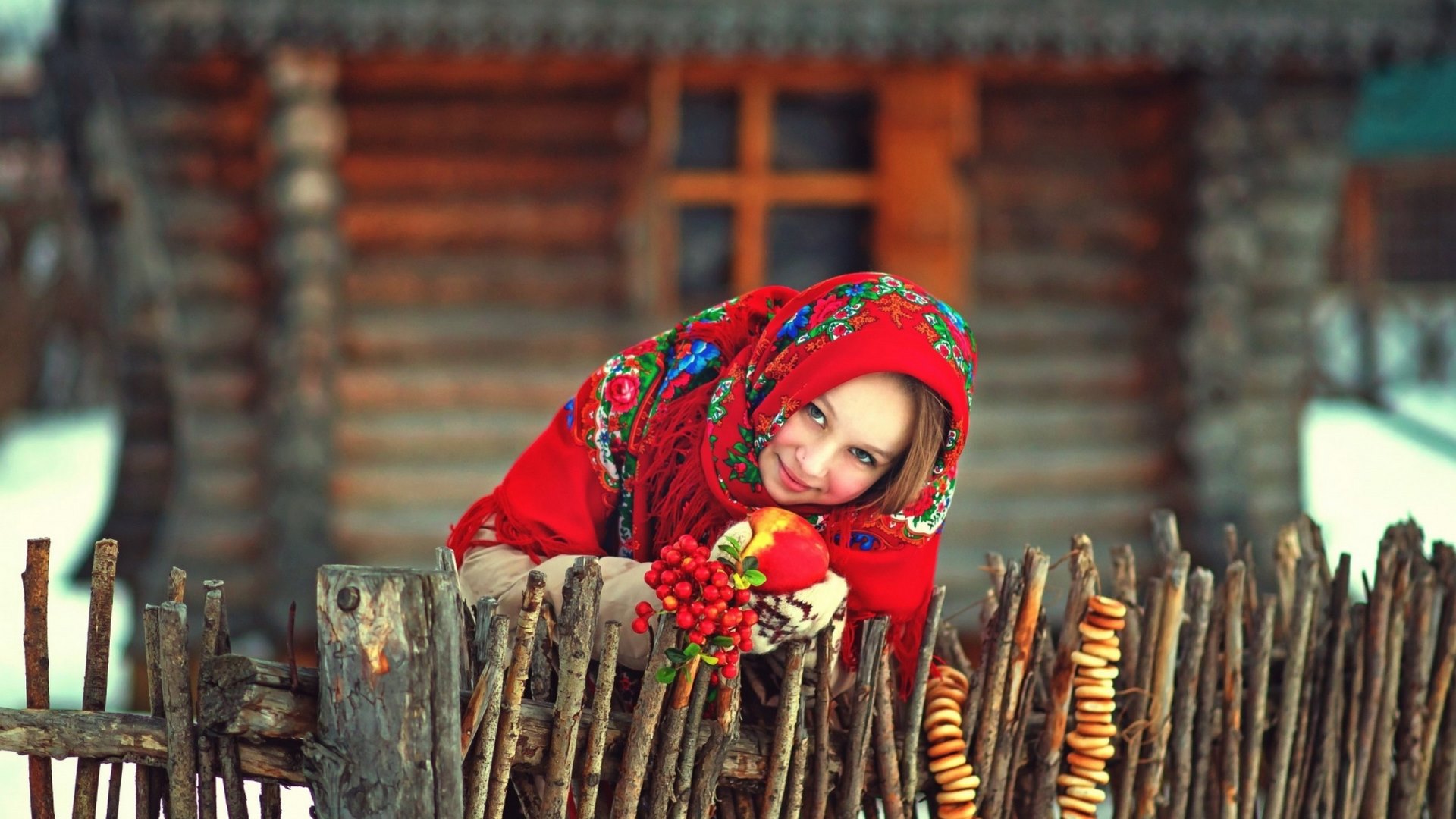fence, red, model, woman, HD Wallpaper