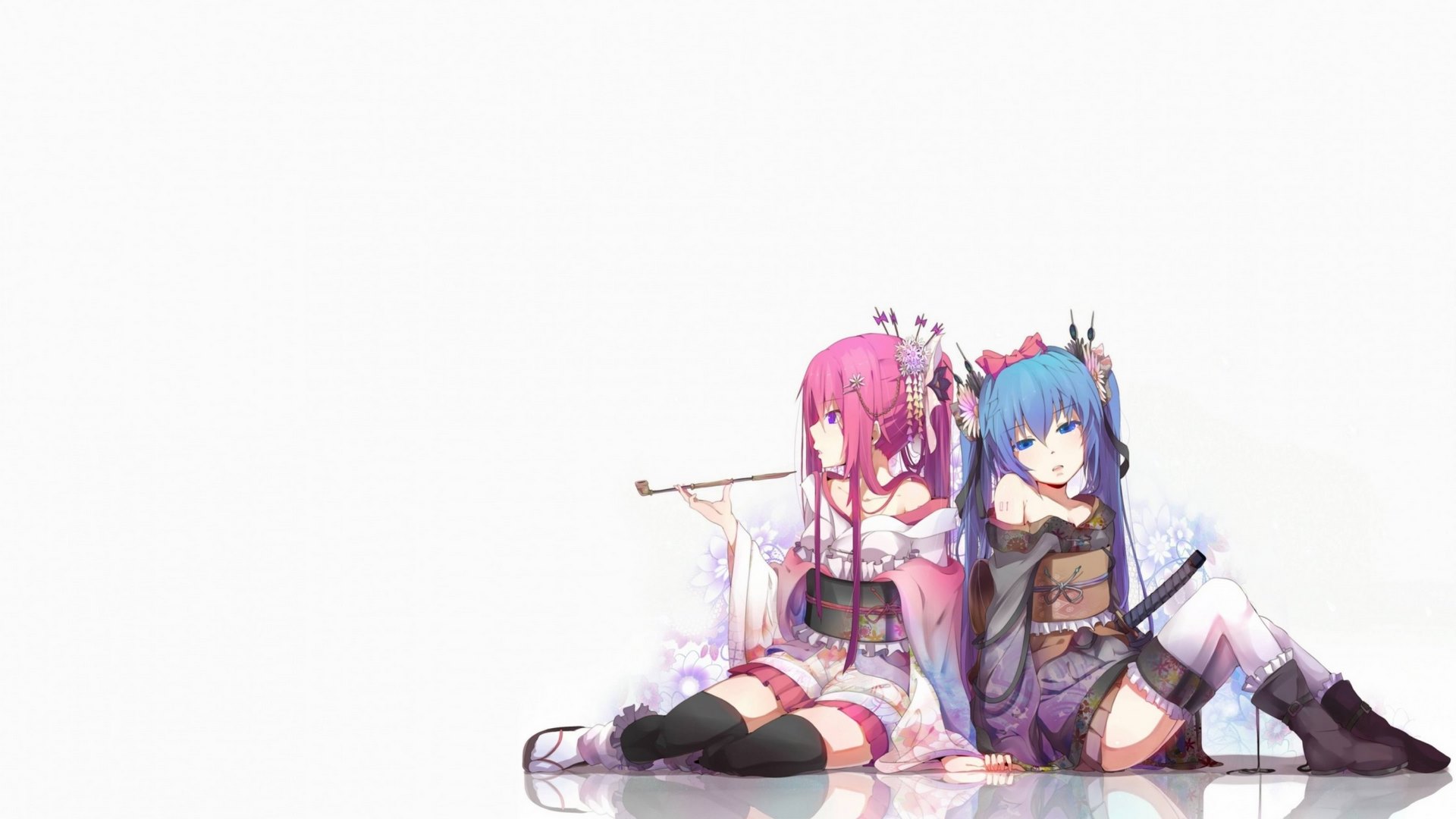 kawaii, luka, miku, kimono, white background, HD Wallpaper