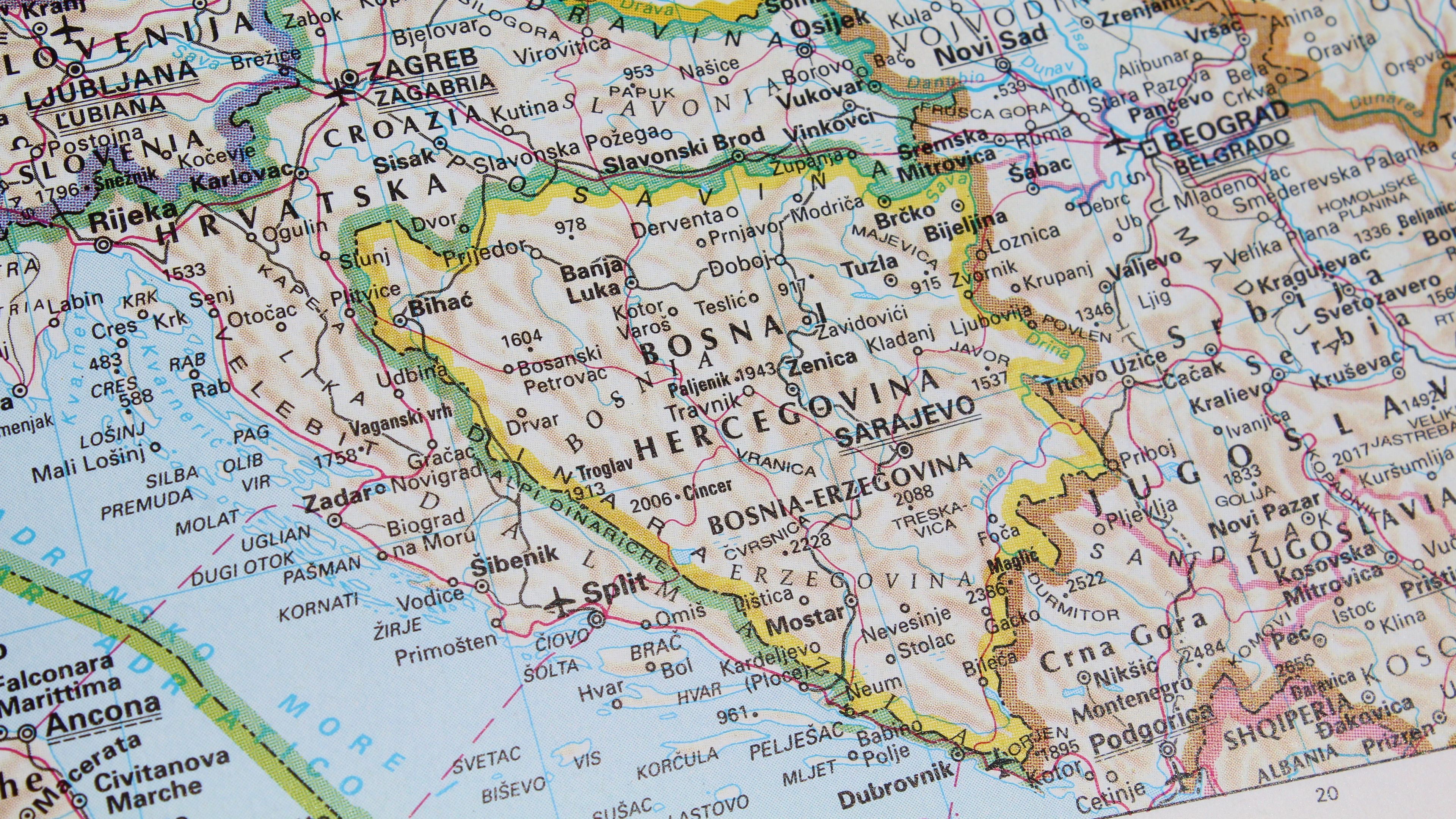 map, travel, bosnia and herzegovina, 4k, HD Wallpaper