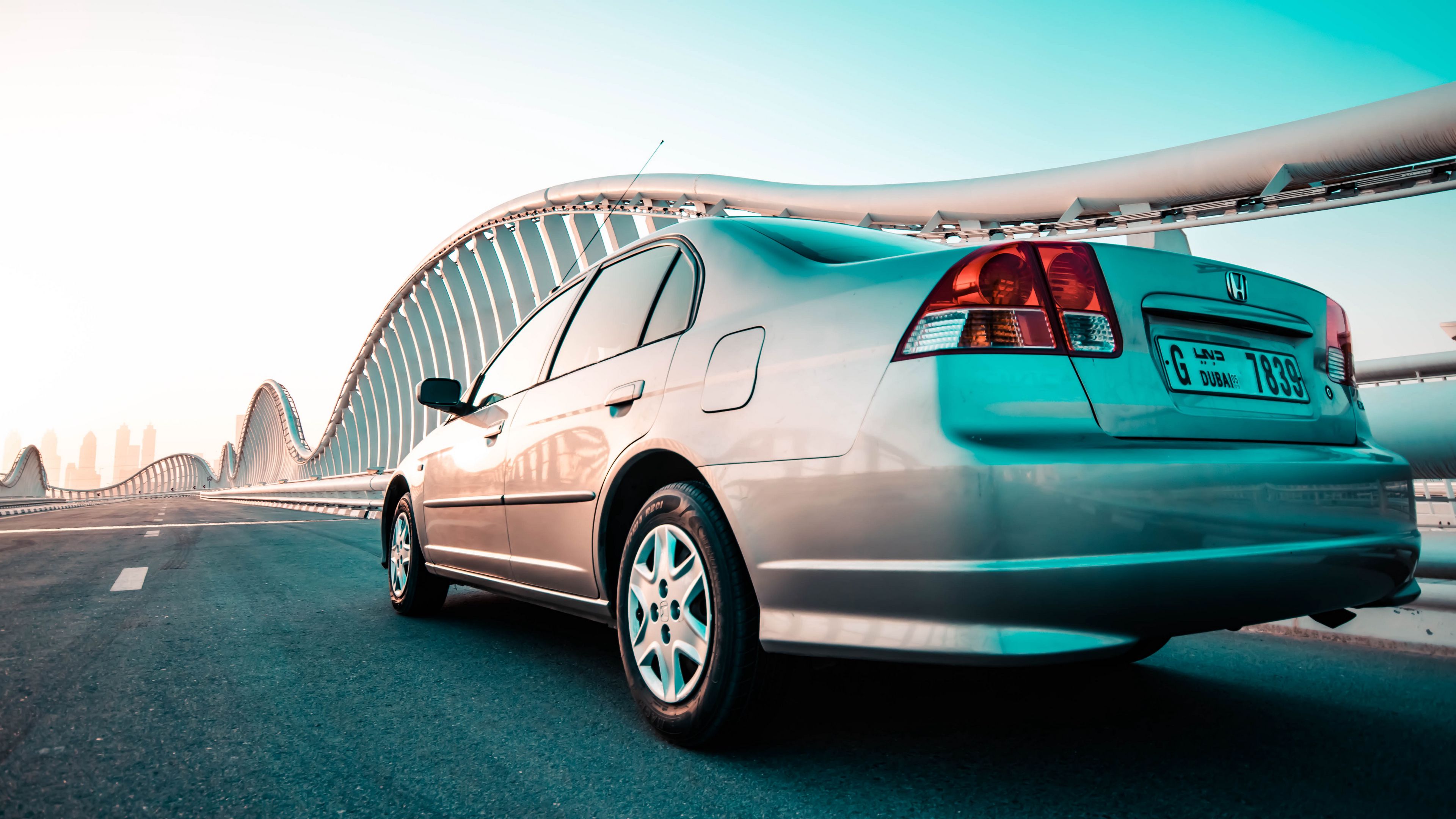 honda, honda civic, silver, movement, 4k, HD Wallpaper