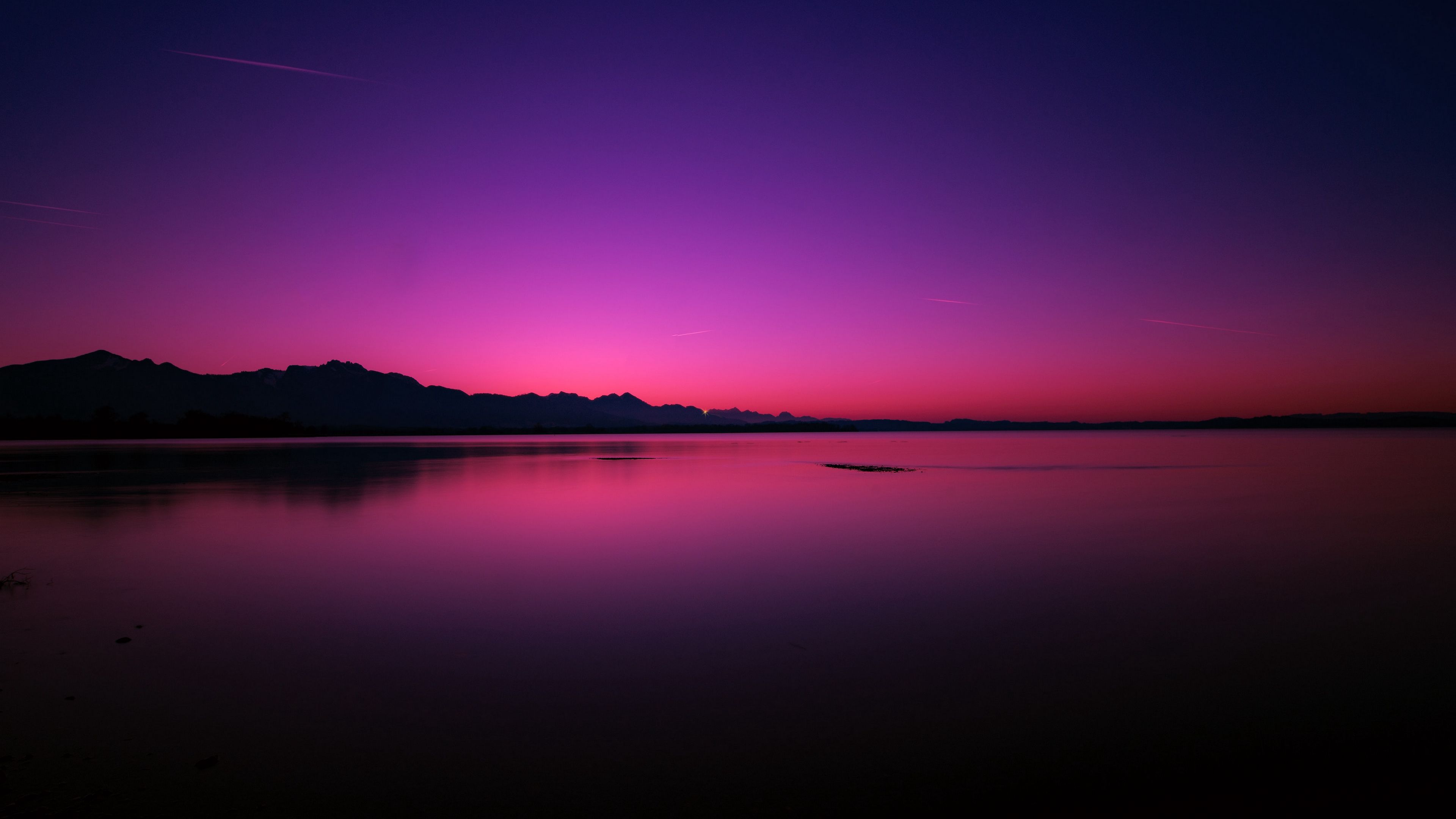 lake, sunset, horizon, night, 4k, HD Wallpaper