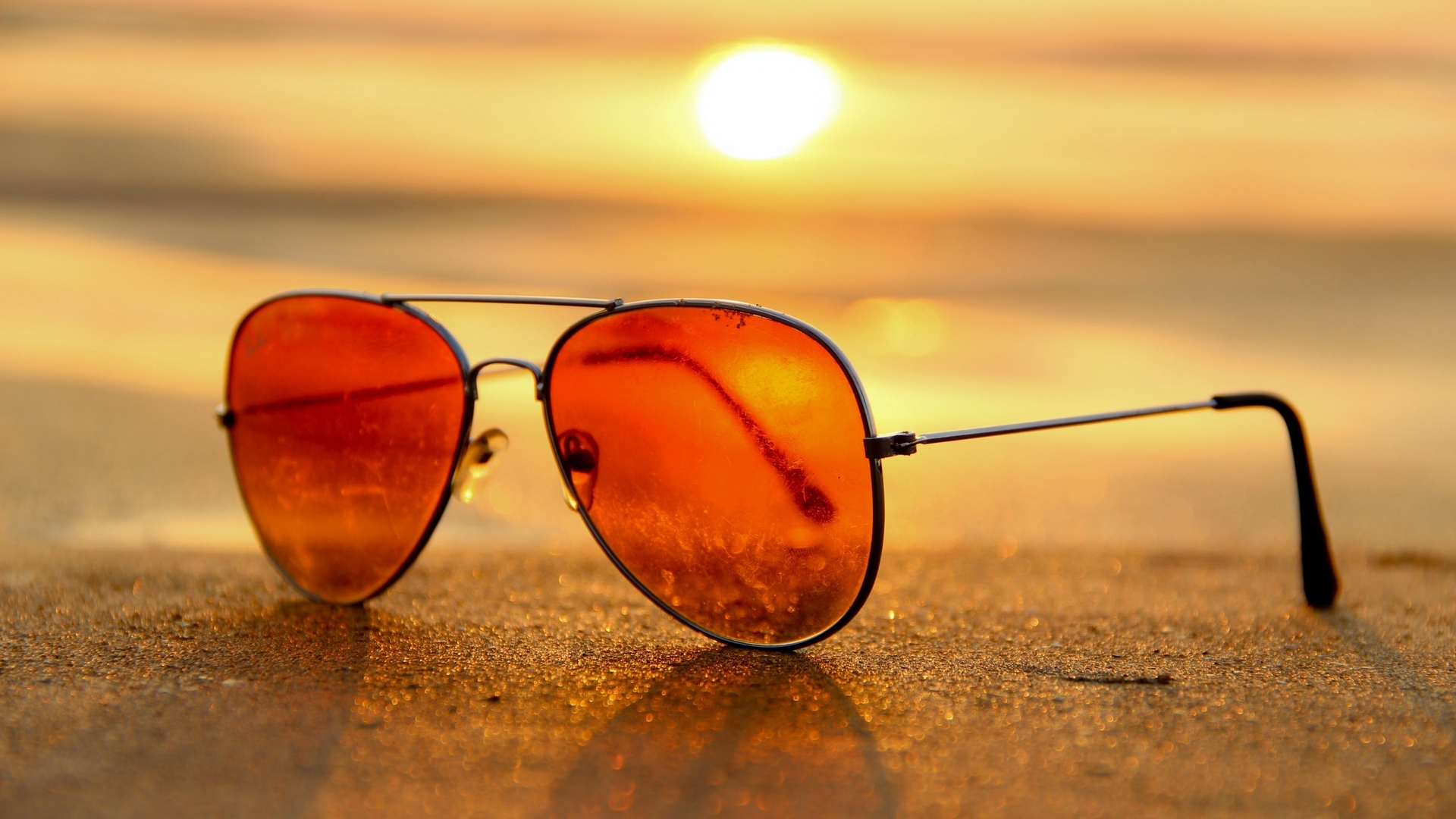 beach, sun, sun glasses, sand, ocean, summer, clouds, sea, horizon, HD Wallpaper