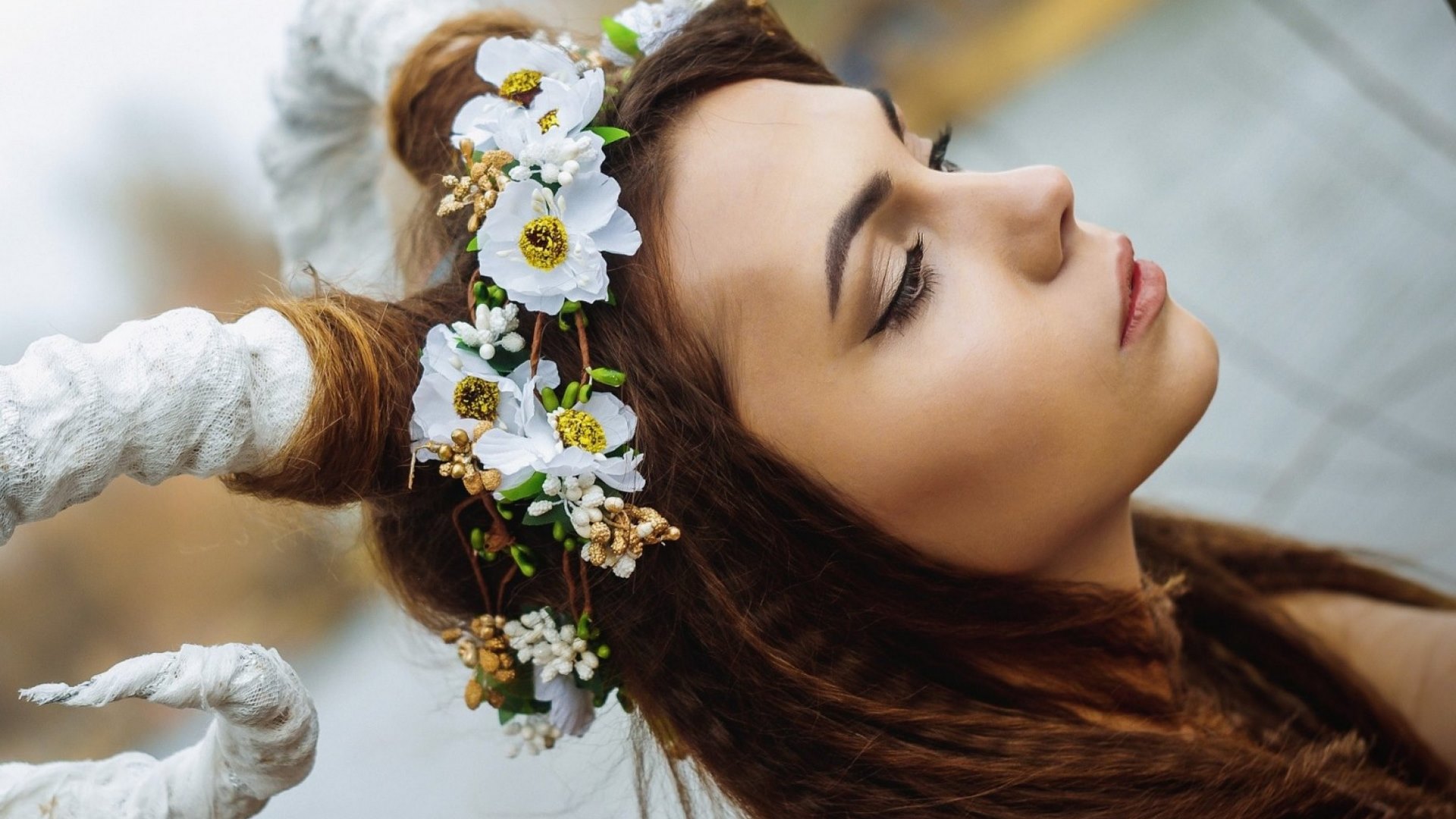 flowers, lovely, model, woman, HD Wallpaper