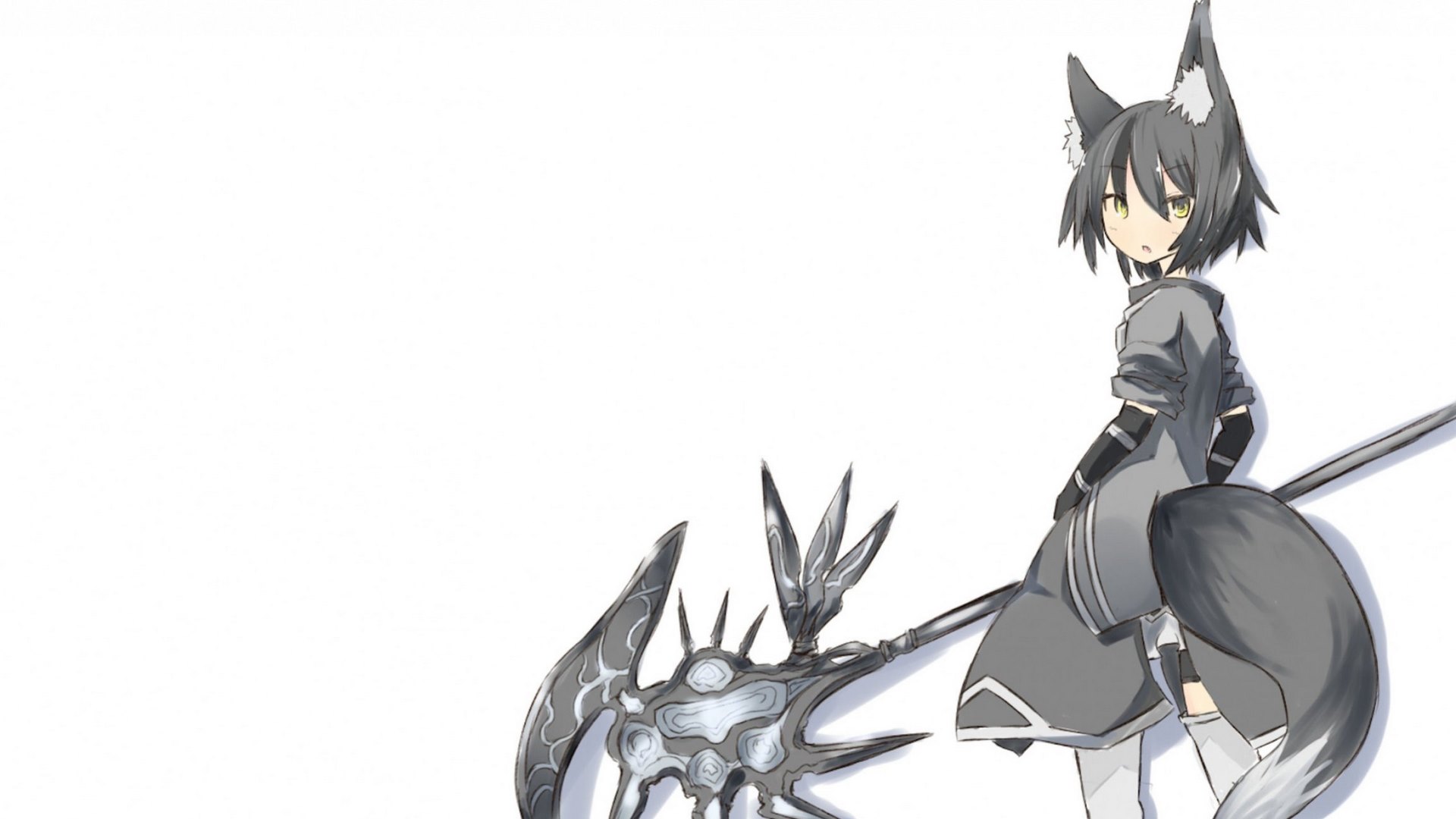 anime, usagi, ears, cute, cool, grey, weapon, shirogane, fox, girl, HD Wallpaper