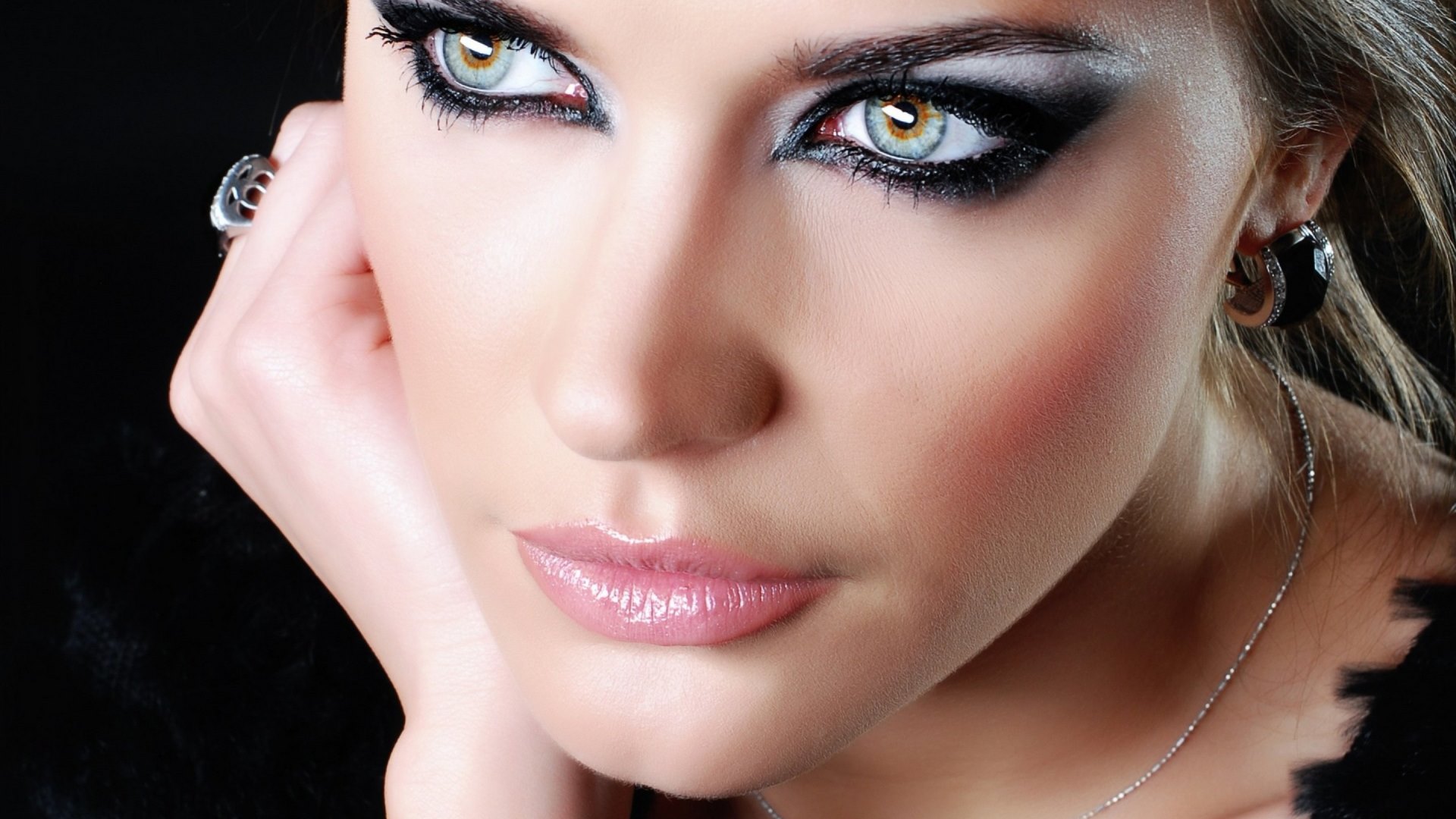 girl, model, black, beauty, face, eyes, make  up, woman, HD Wallpaper