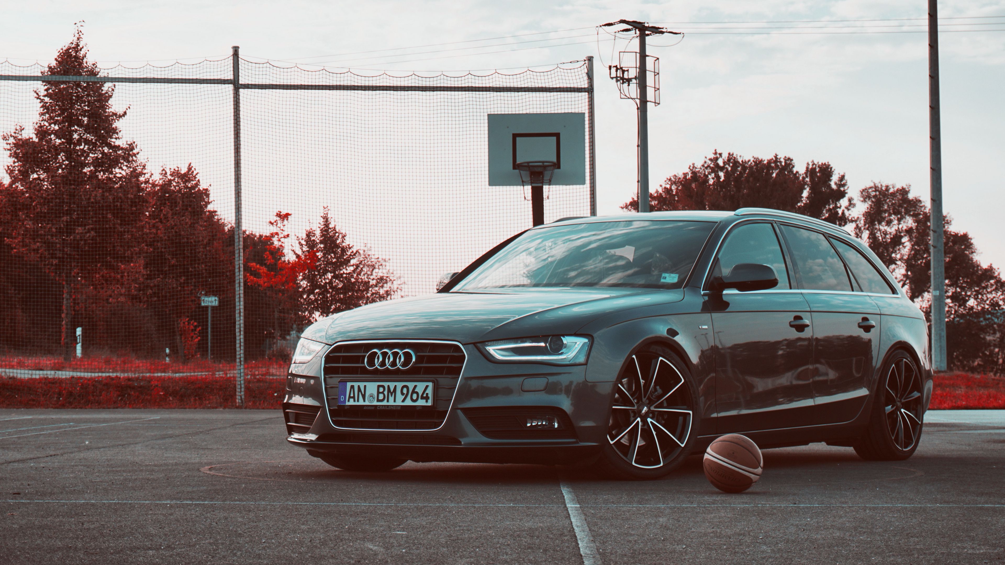 audi, basketball court, basketball, ball, basketball net, 4k, HD Wallpaper