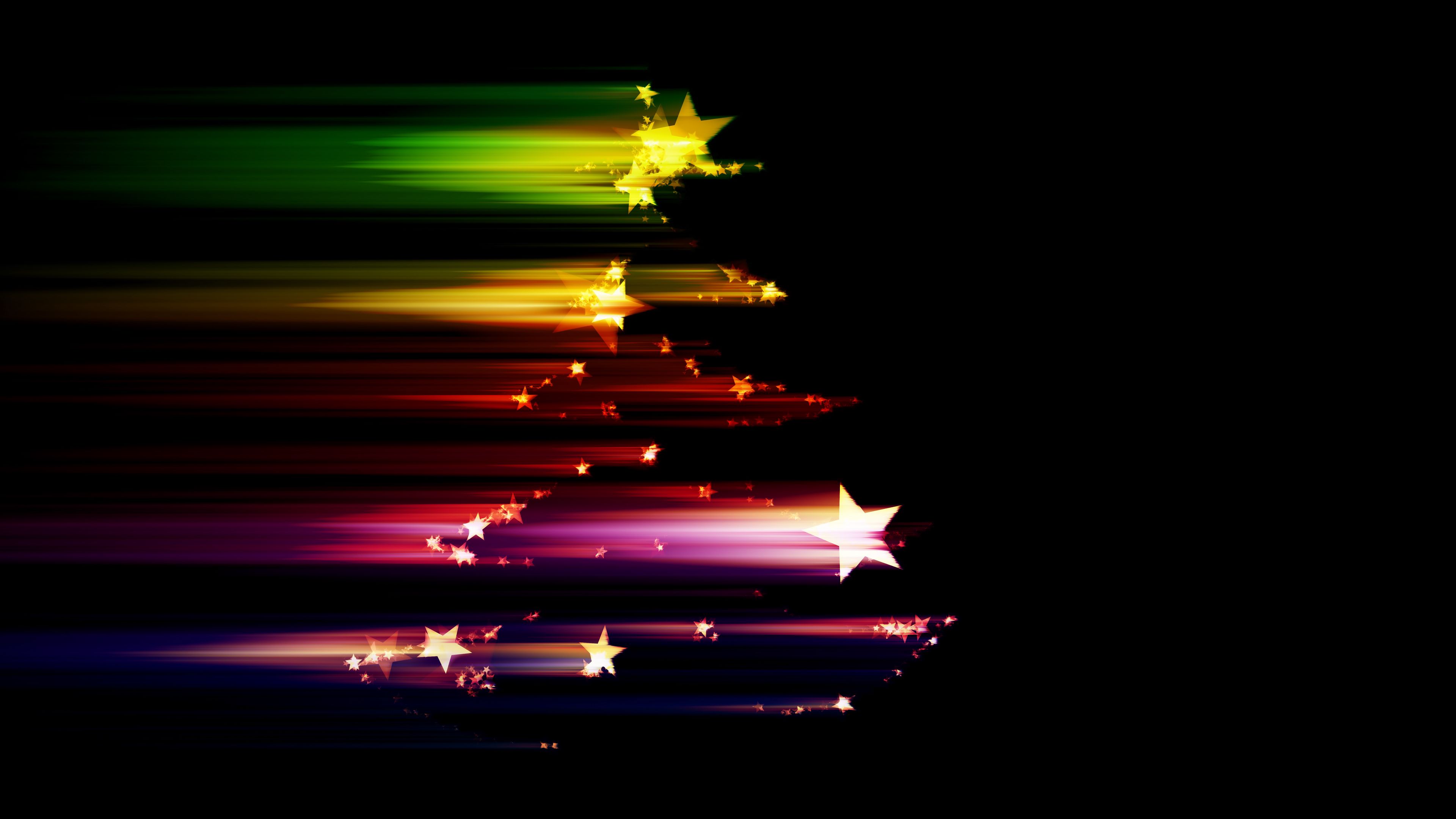 stars, shine, rays, colorful, 4k, HD Wallpaper