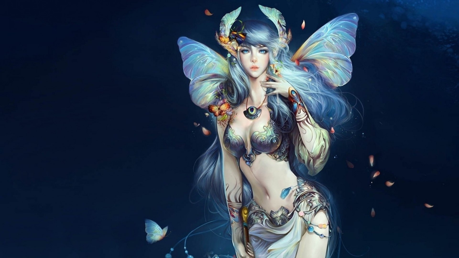 hair, wings, blue, body, HD Wallpaper