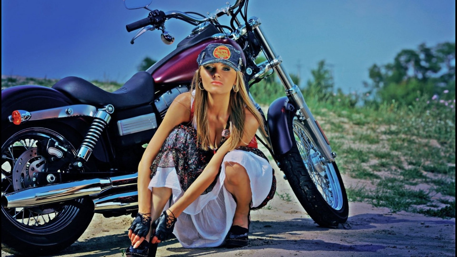 models, women, motorcycle, people, HD Wallpaper