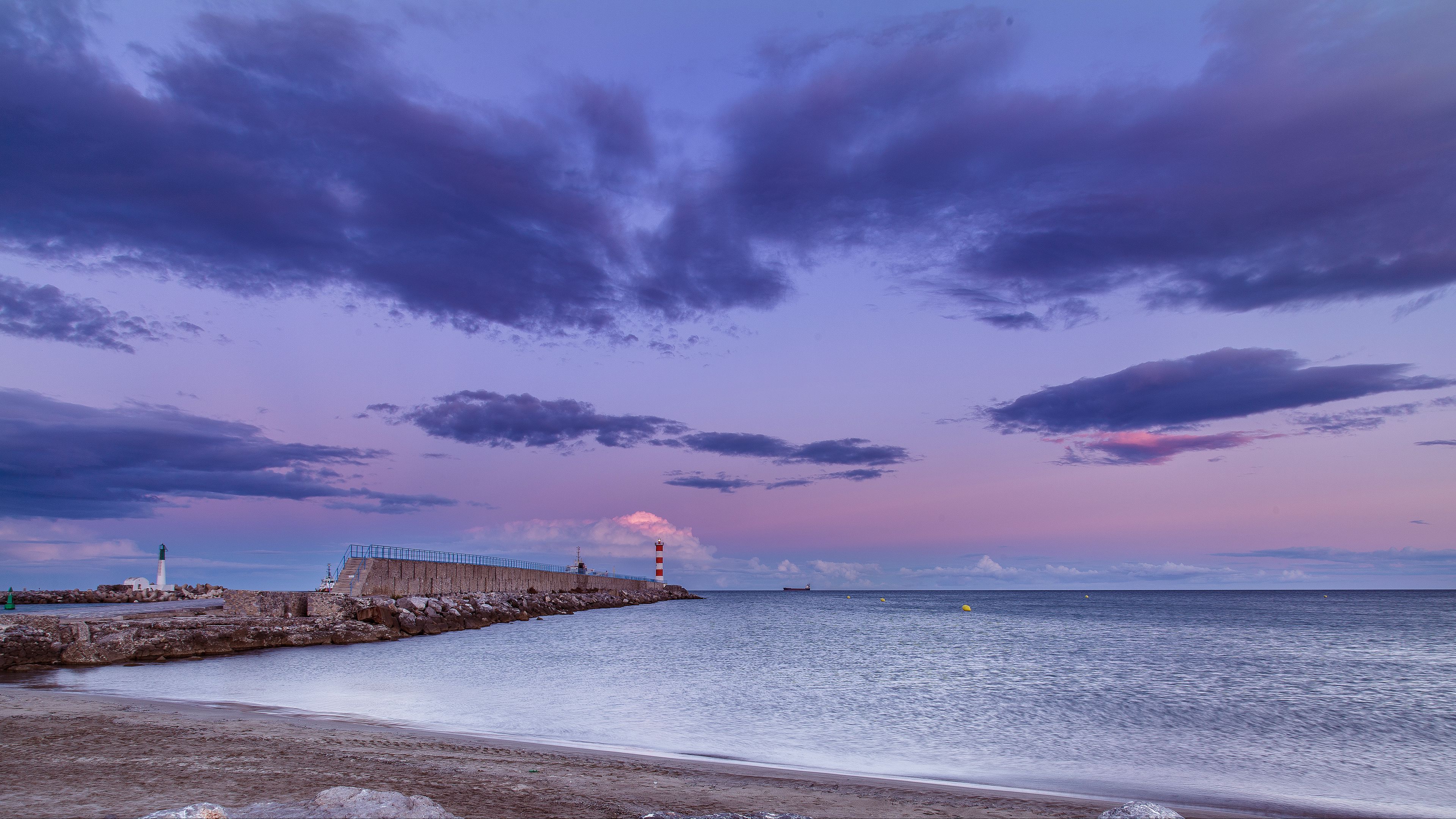 lighthouse, pier, sea, 4k, HD Wallpaper