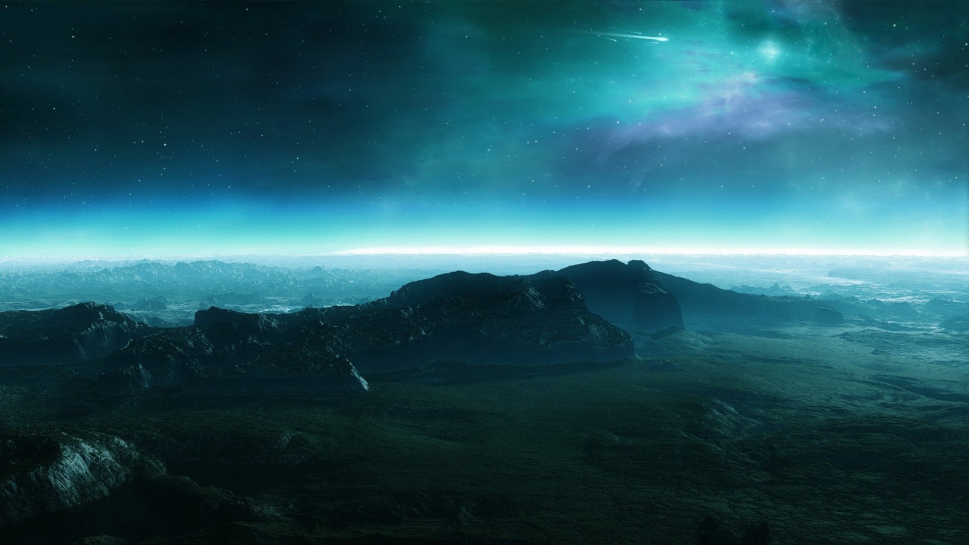 stars, night sky, space, mountains, landscape, HD Wallpaper