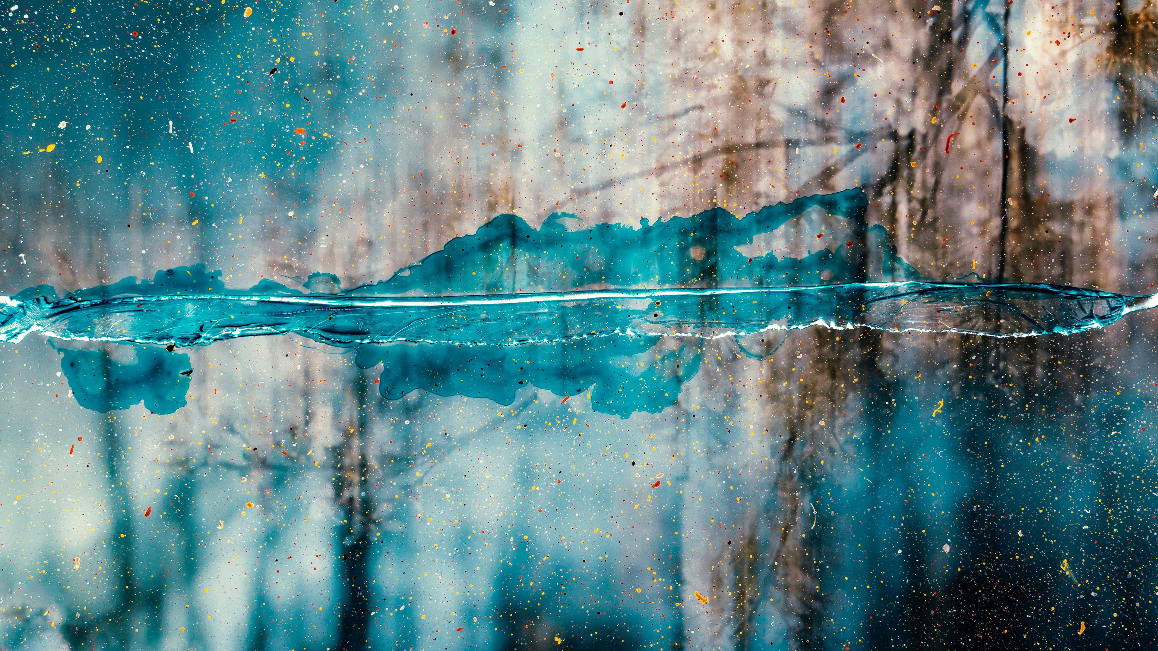 splashes, paint, drops, blur, 4k, HD Wallpaper