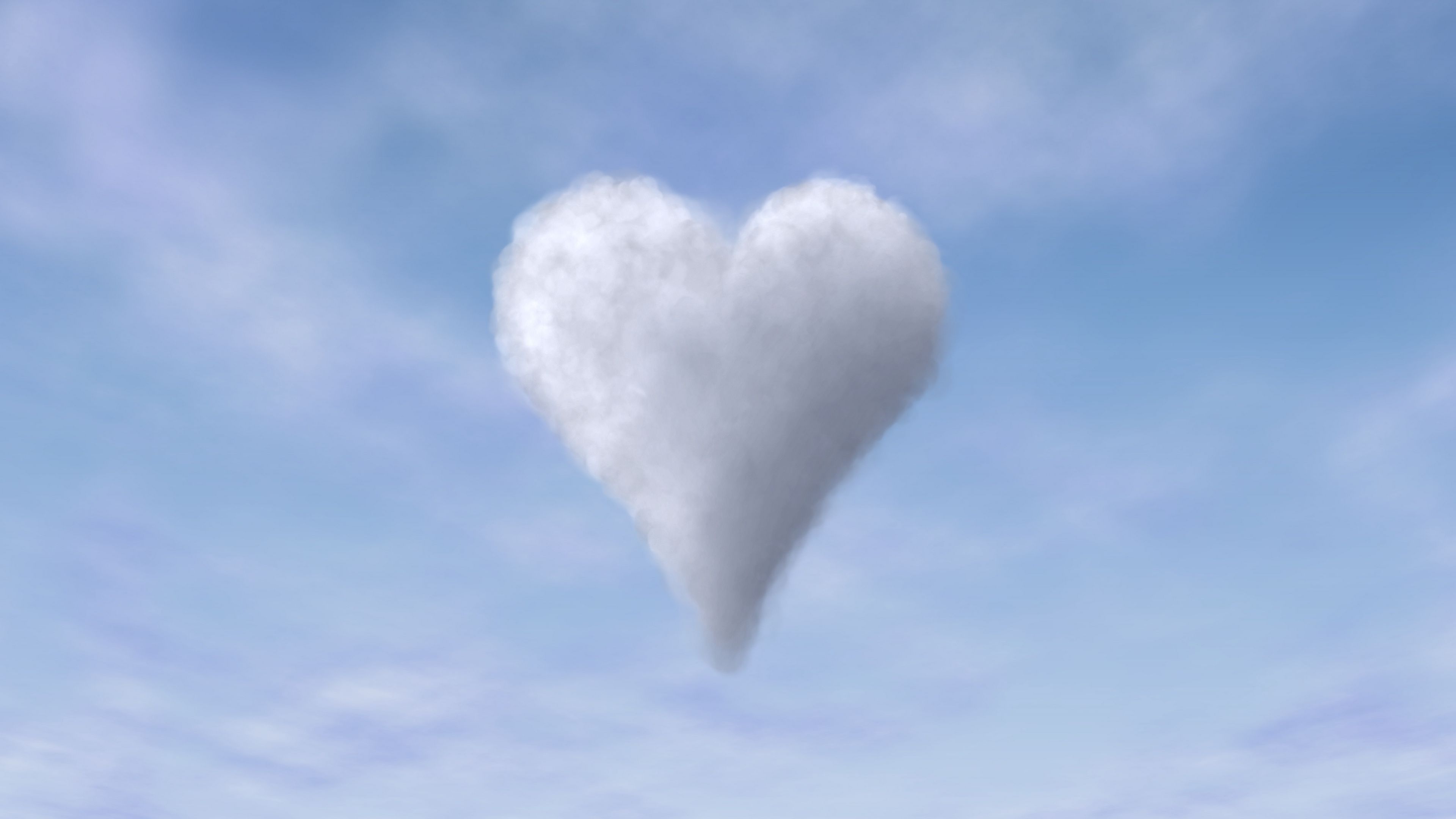 heart, clouds, sky, porous, lightness, 4k, HD Wallpaper