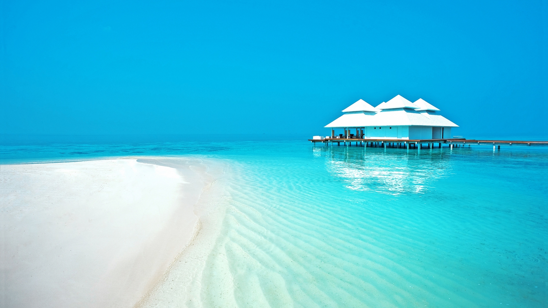 ocean, water, resort, villa, hotel, HD Wallpaper