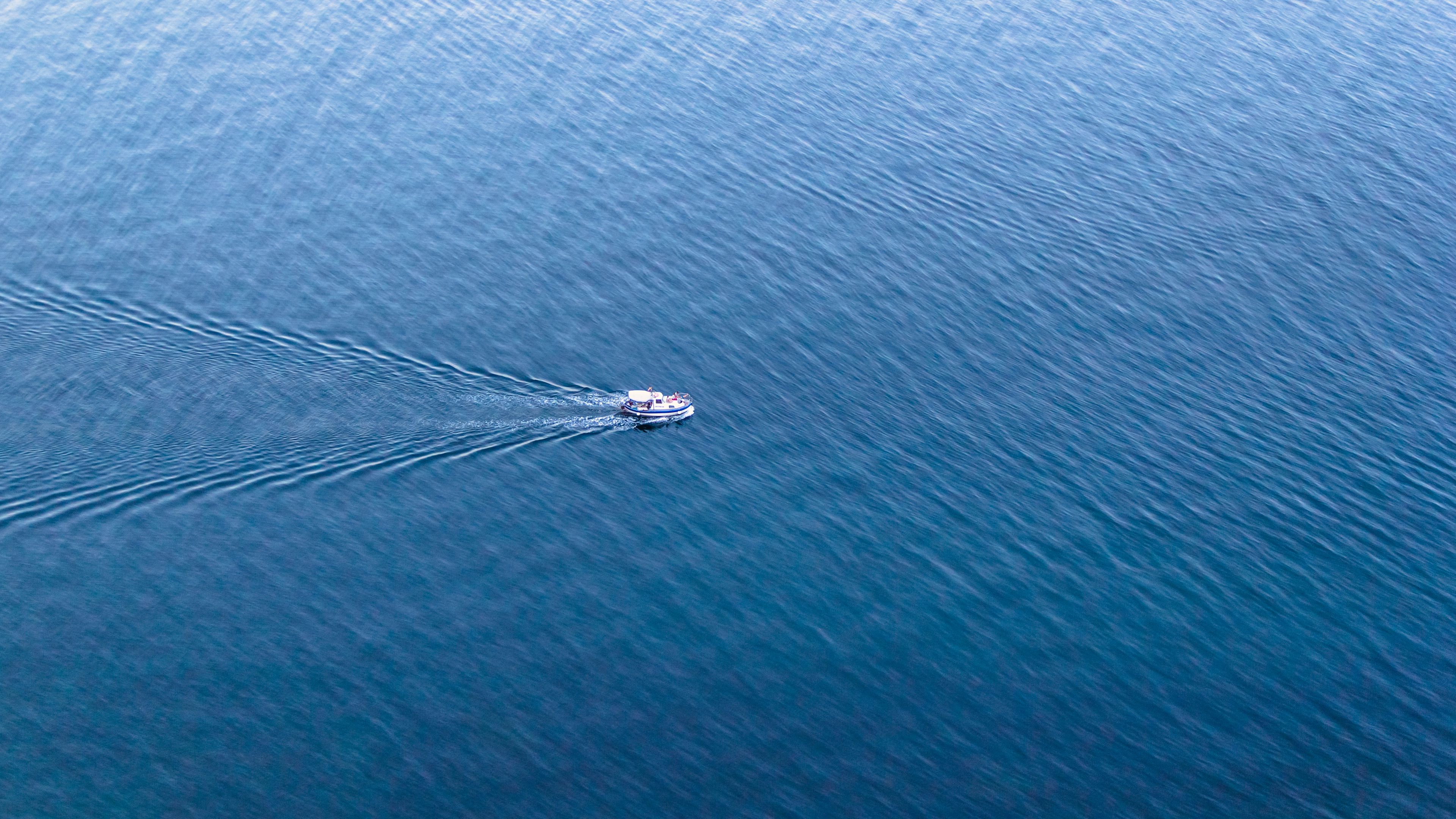 boat, sea, track, 4k, HD Wallpaper