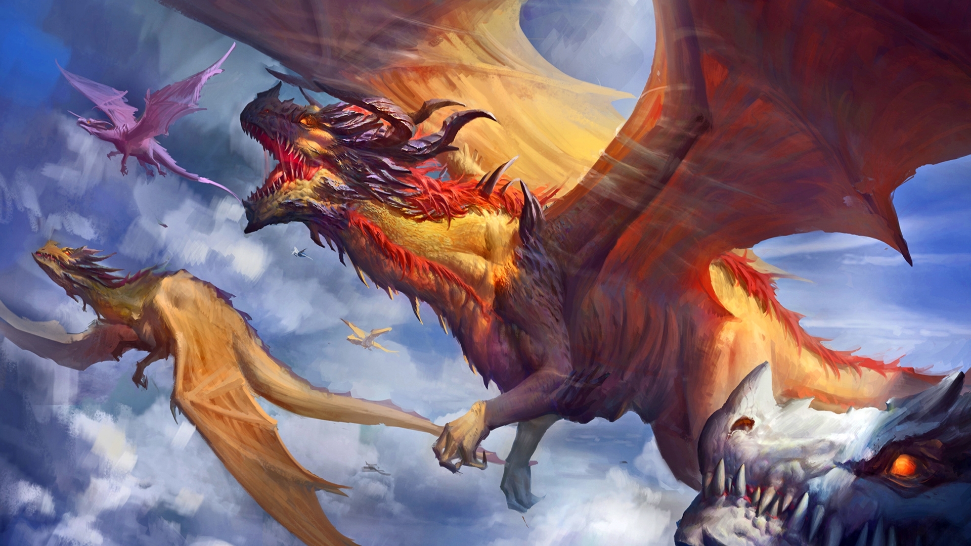 fantasy, magic, sky, dragon, HD Wallpaper