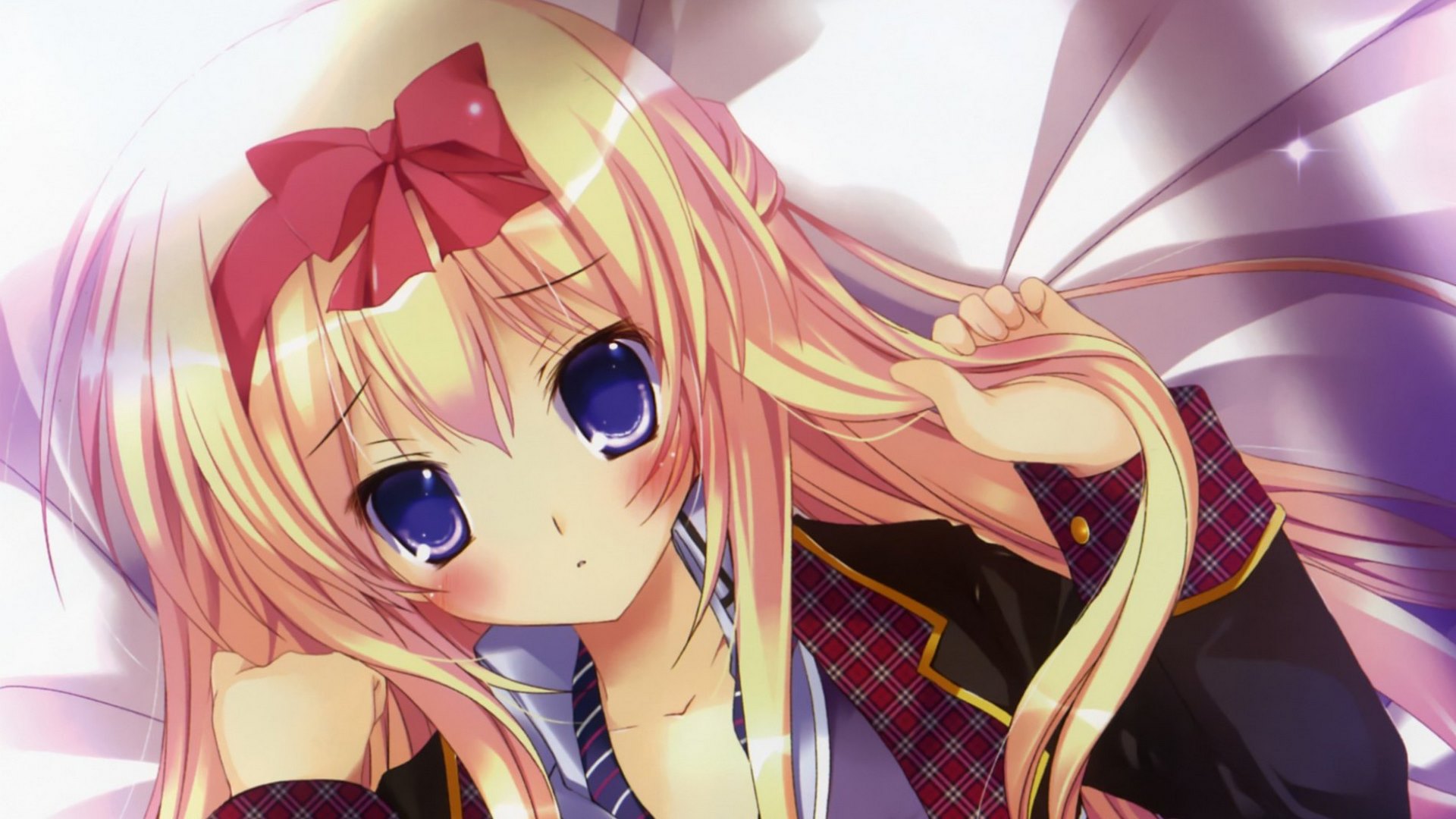 cute, long hair, anime, school uniform, HD Wallpaper