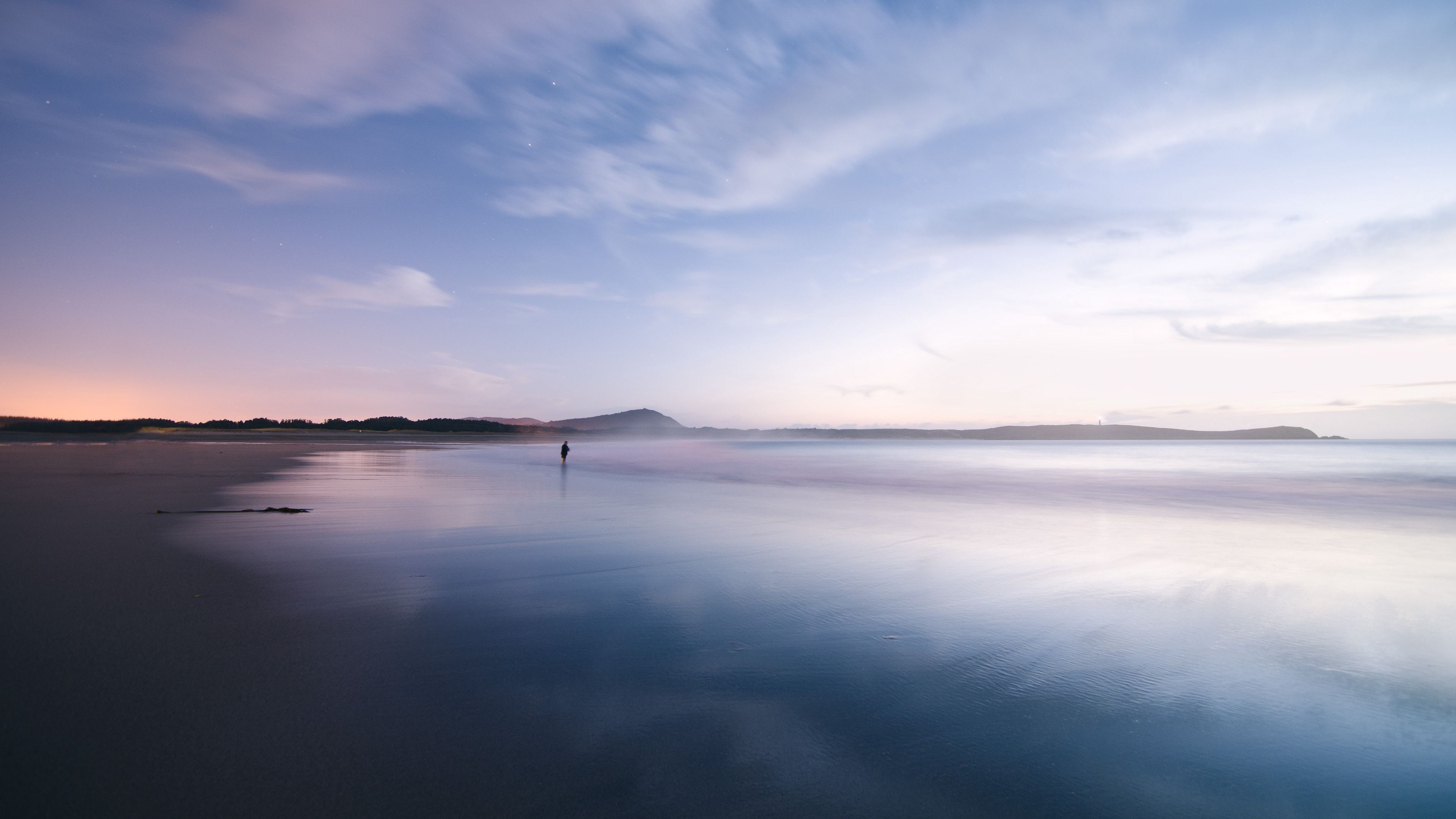 coast, ocean, loneliness, horizon, sunset, 4k, HD Wallpaper