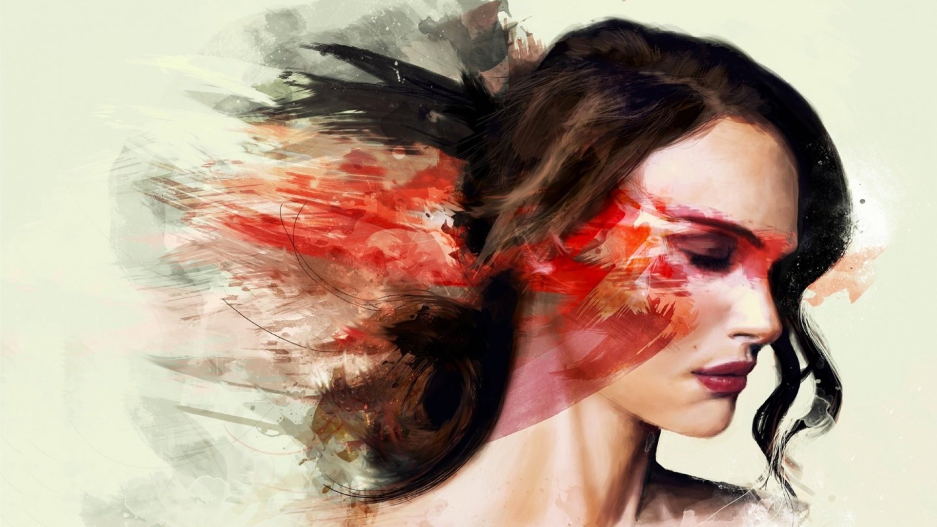 painting, art, natalie portman, girl, HD Wallpaper
