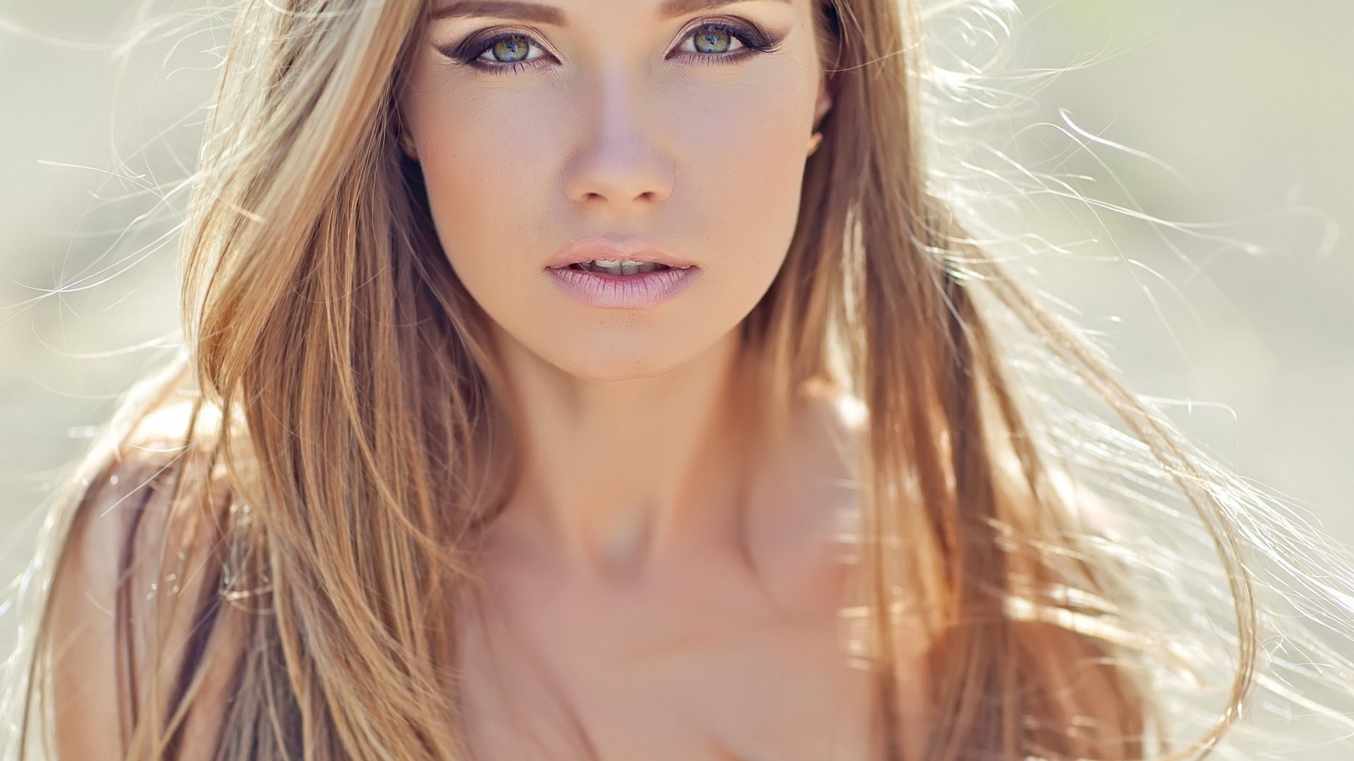 hair, girl, makeup, neck, face, eyes, HD Wallpaper