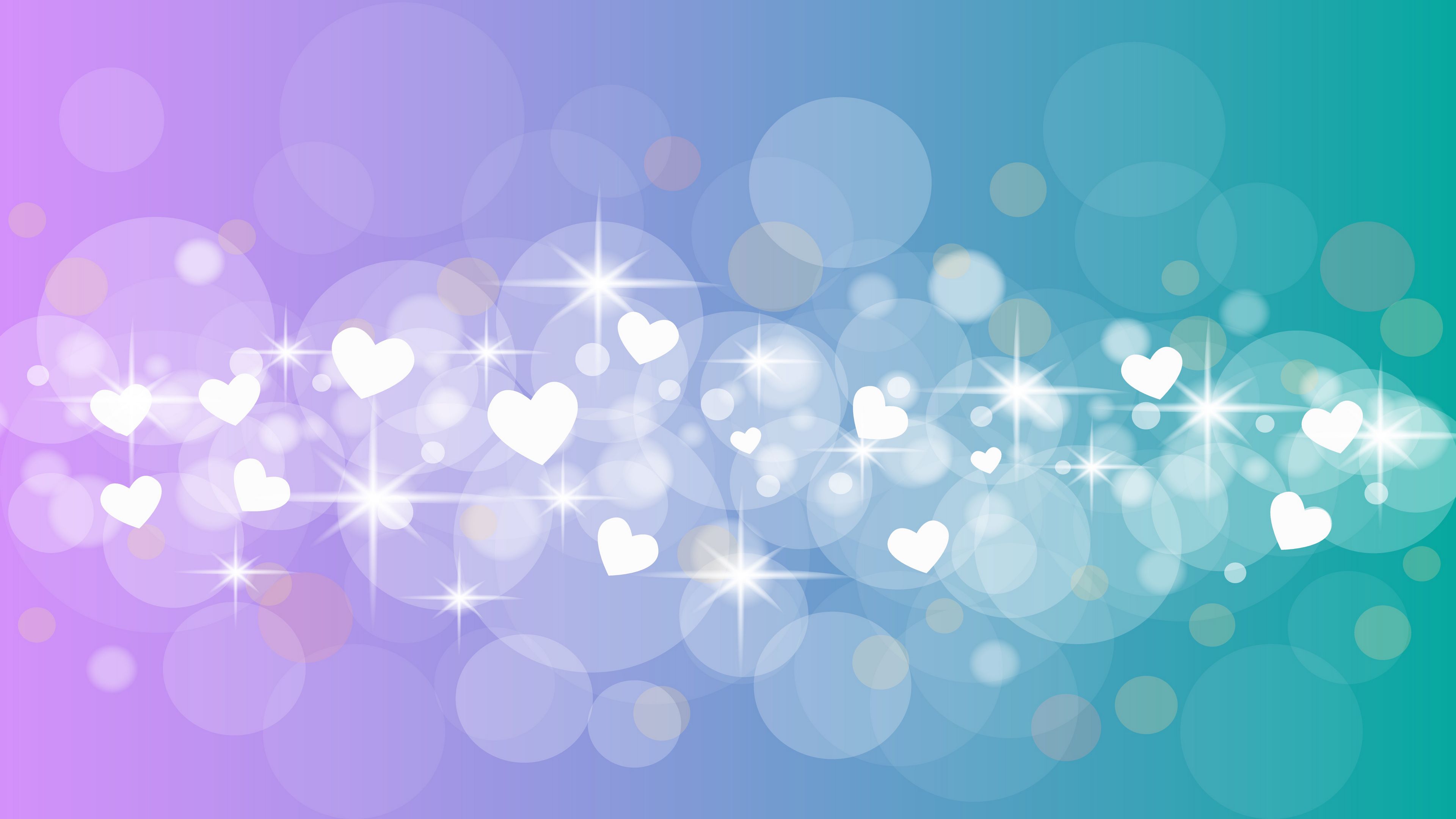 hearts, circles, glitter, gradient, 4k, HD Wallpaper