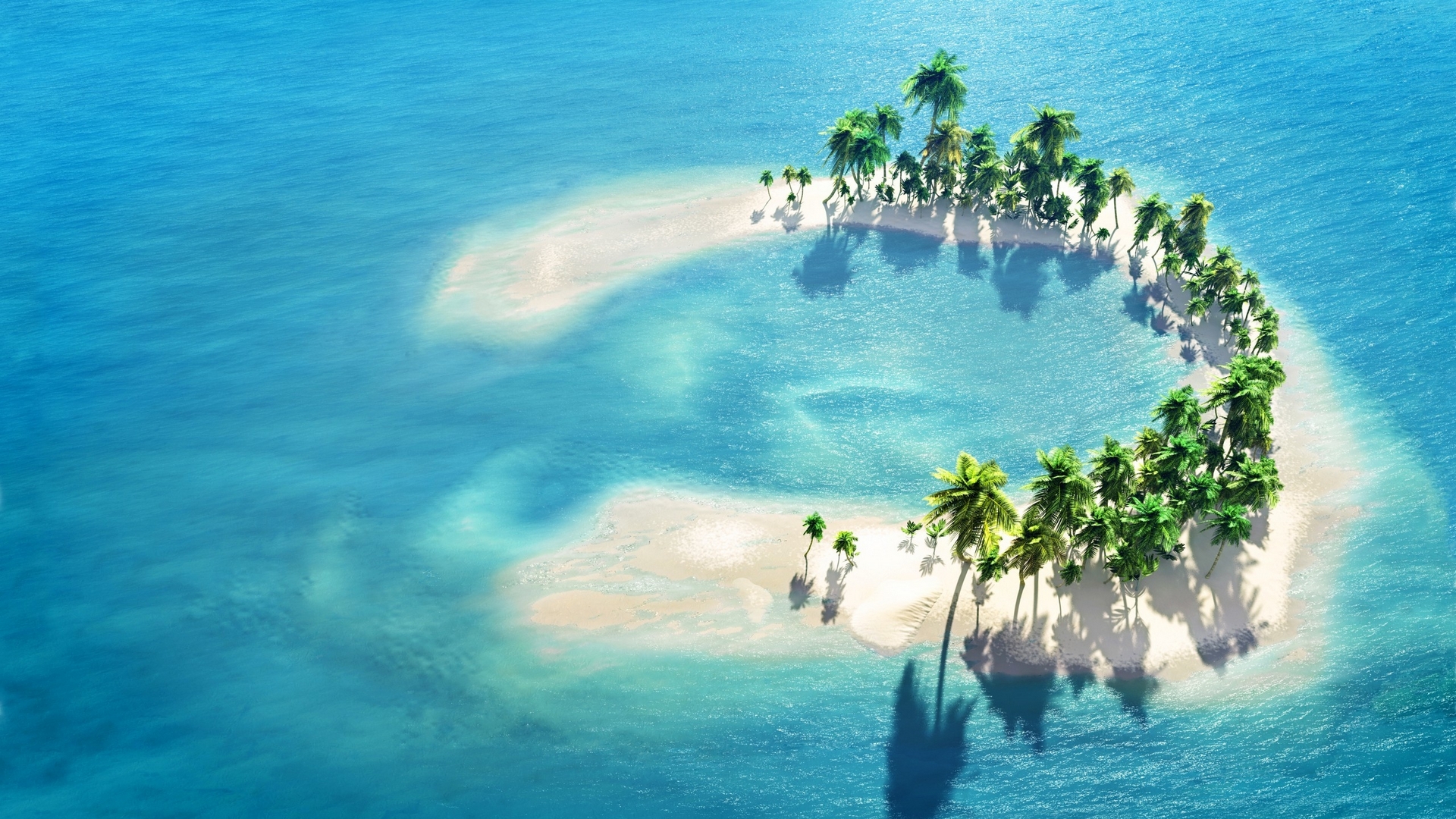 palm trees, ocean, sand, island, HD Wallpaper