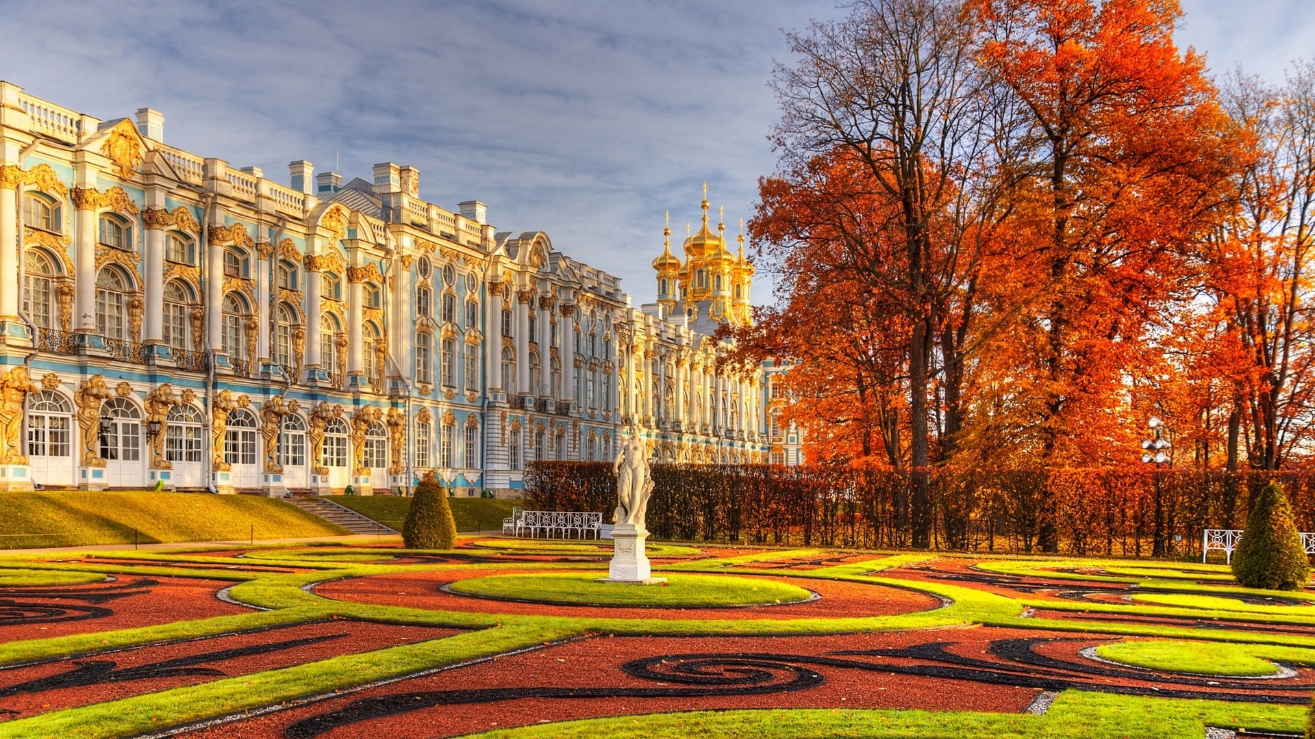 garden, building, autumn, castle, trees, HD Wallpaper