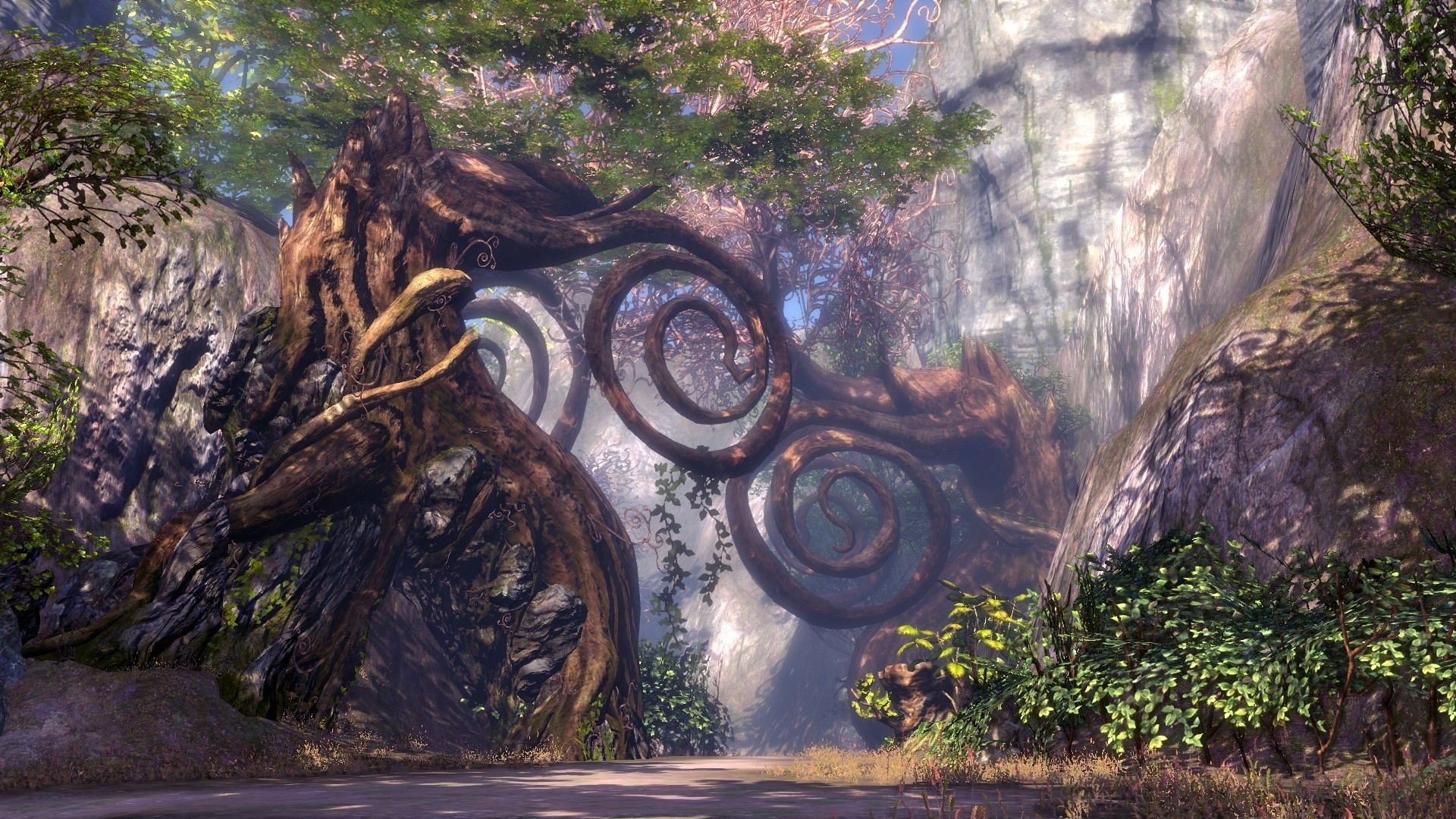 art, land, fantasy, trees, HD Wallpaper