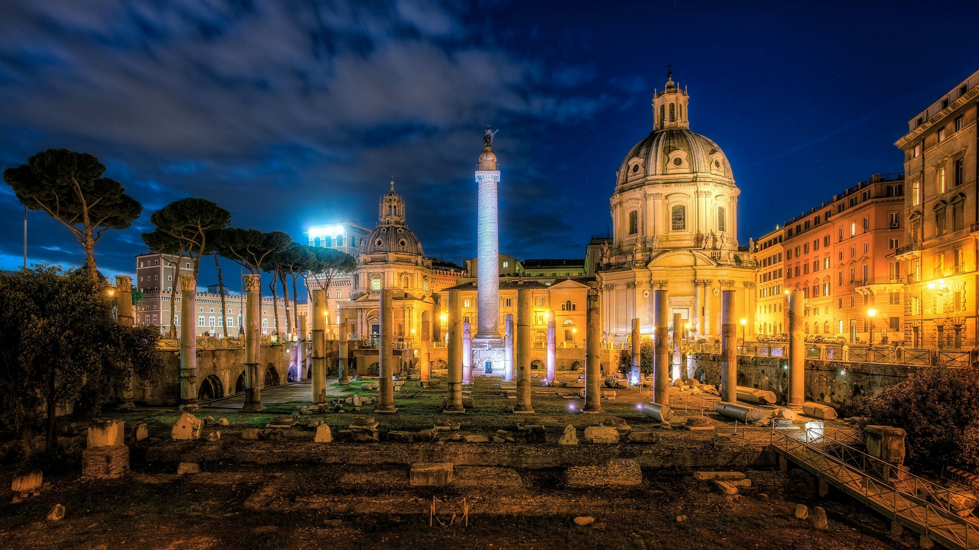 pillars, forum, church, buildings, old, HD Wallpaper