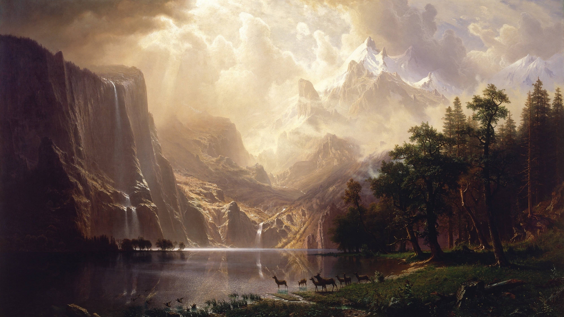 mountain, nature, sky, animals, HD Wallpaper