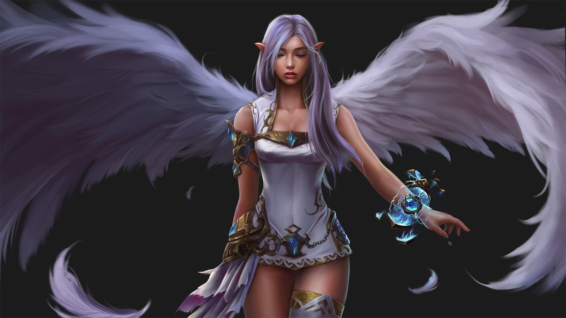 frumusete, fantasy, wang peng, wings, luminos, girl, angel, pink, HD Wallpaper