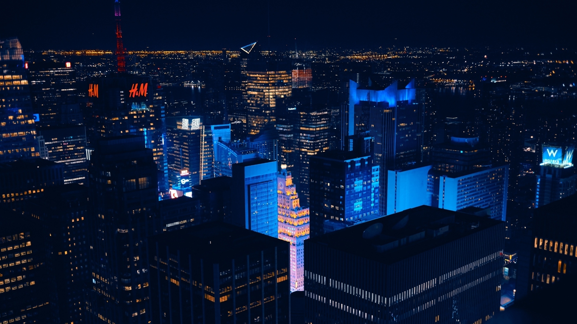 cityscapes, nights, skyscrapers, new york city, lights, nature, HD Wallpaper