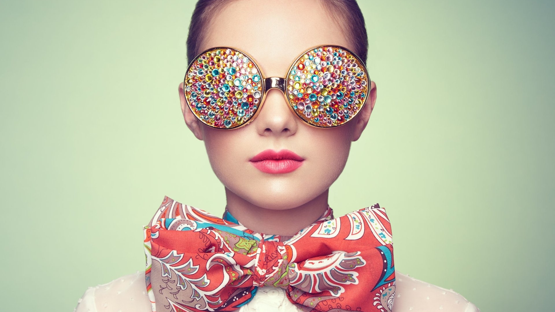 girl, model, glasses, oleg gekman, beauty, bow, woman, pink, HD Wallpaper