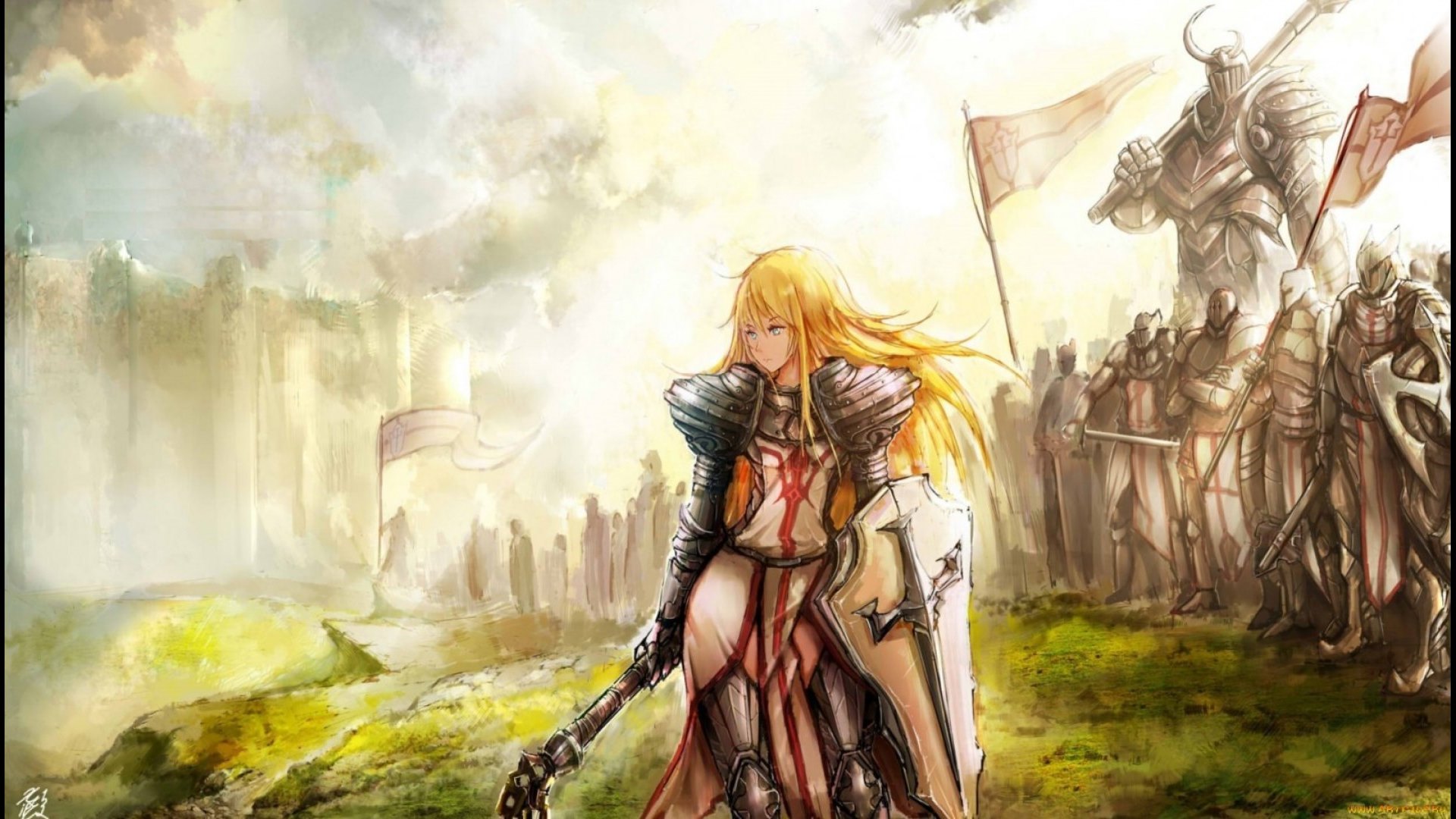 women, fantasy, cg, knight, HD Wallpaper