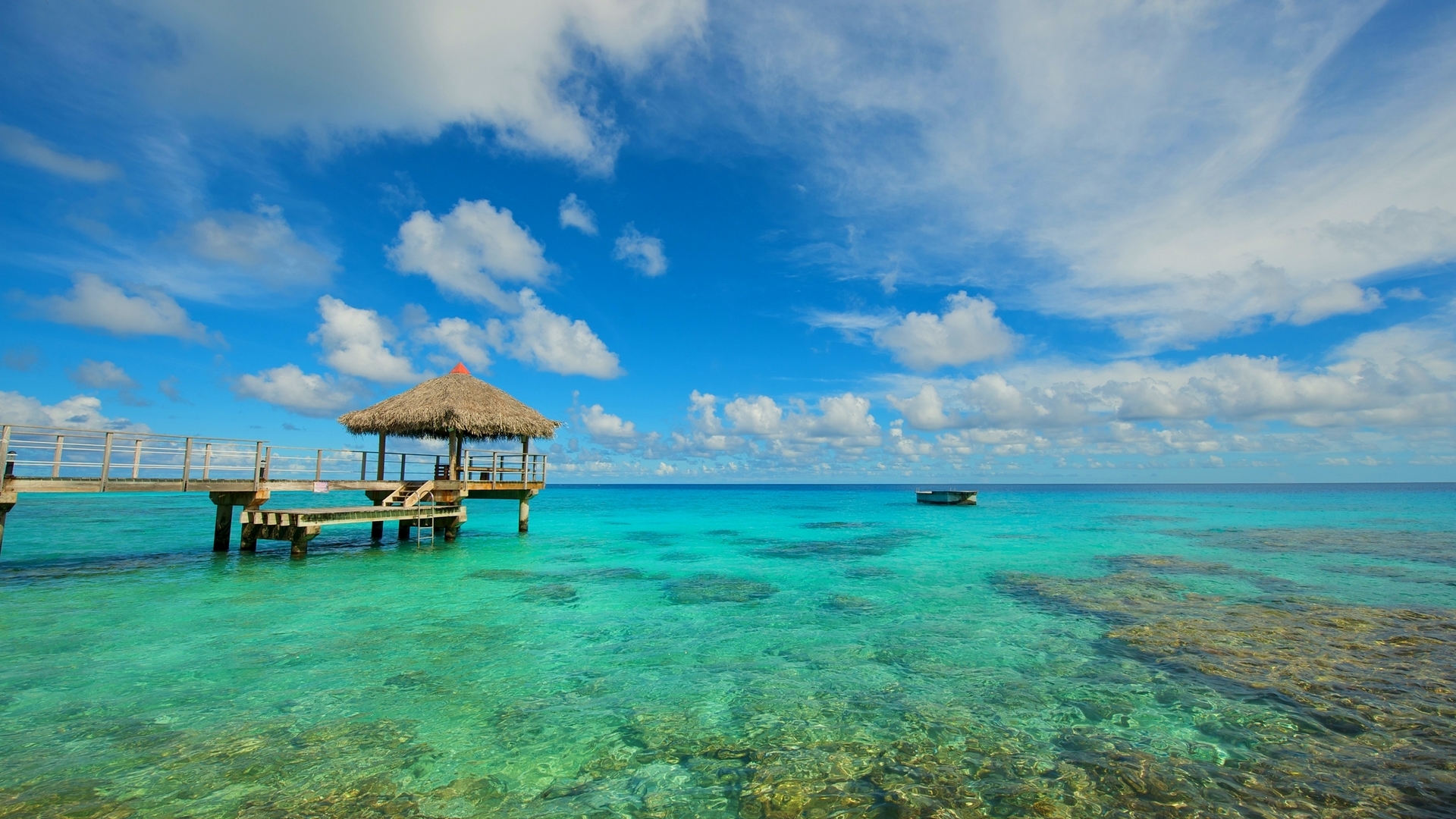 water, boat, clouds, pierce, stones, HD Wallpaper