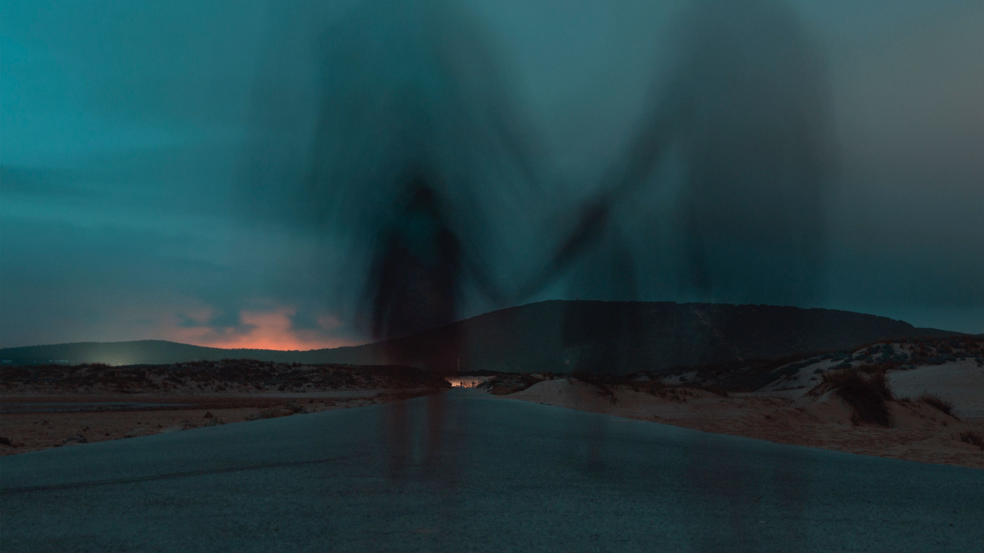 road, silhouettes, mirage, ghosts, couple, shadows, 4k, HD Wallpaper