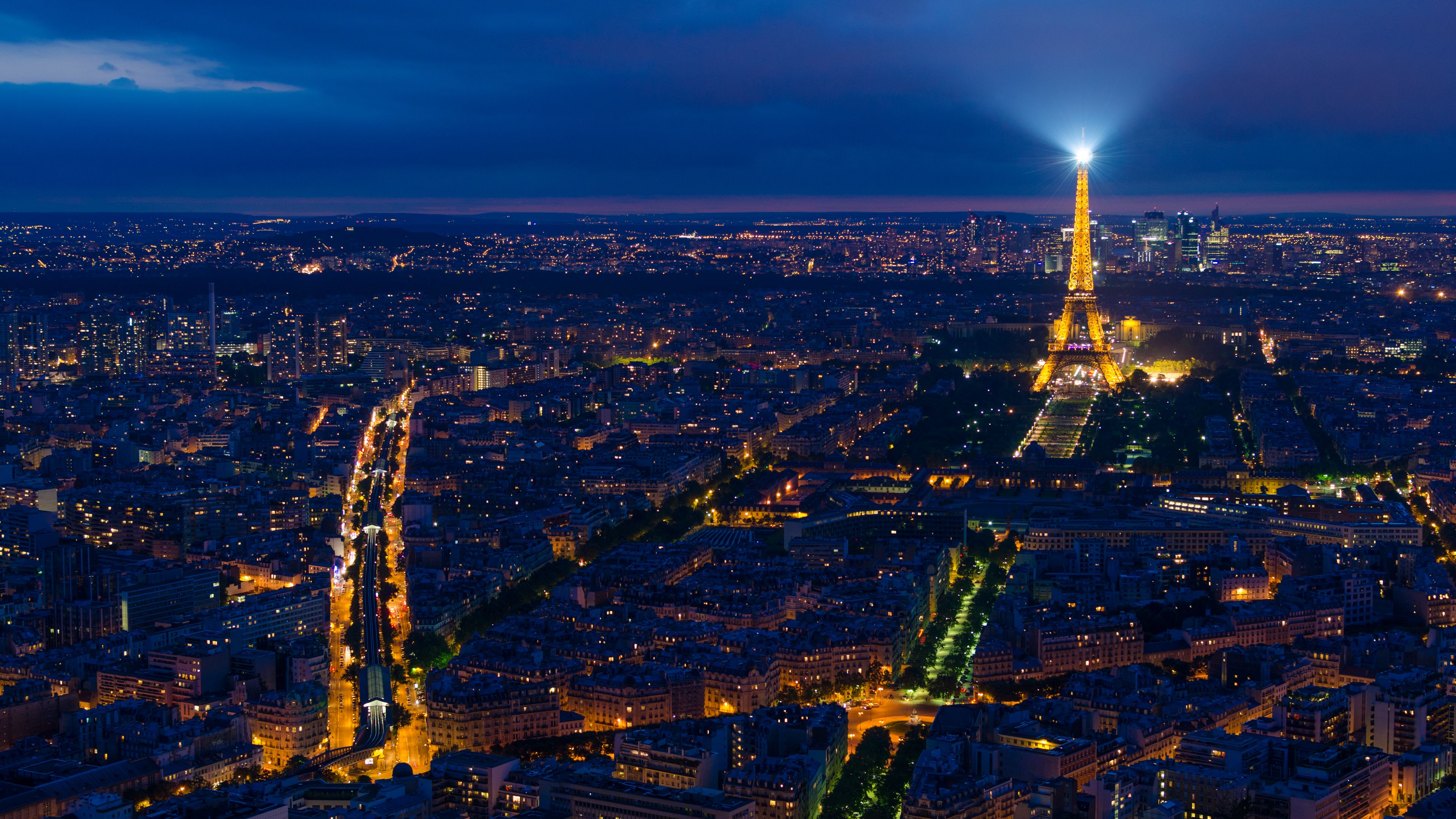 eiffel tower, night city, paris, france, city lights, 4k, HD Wallpaper
