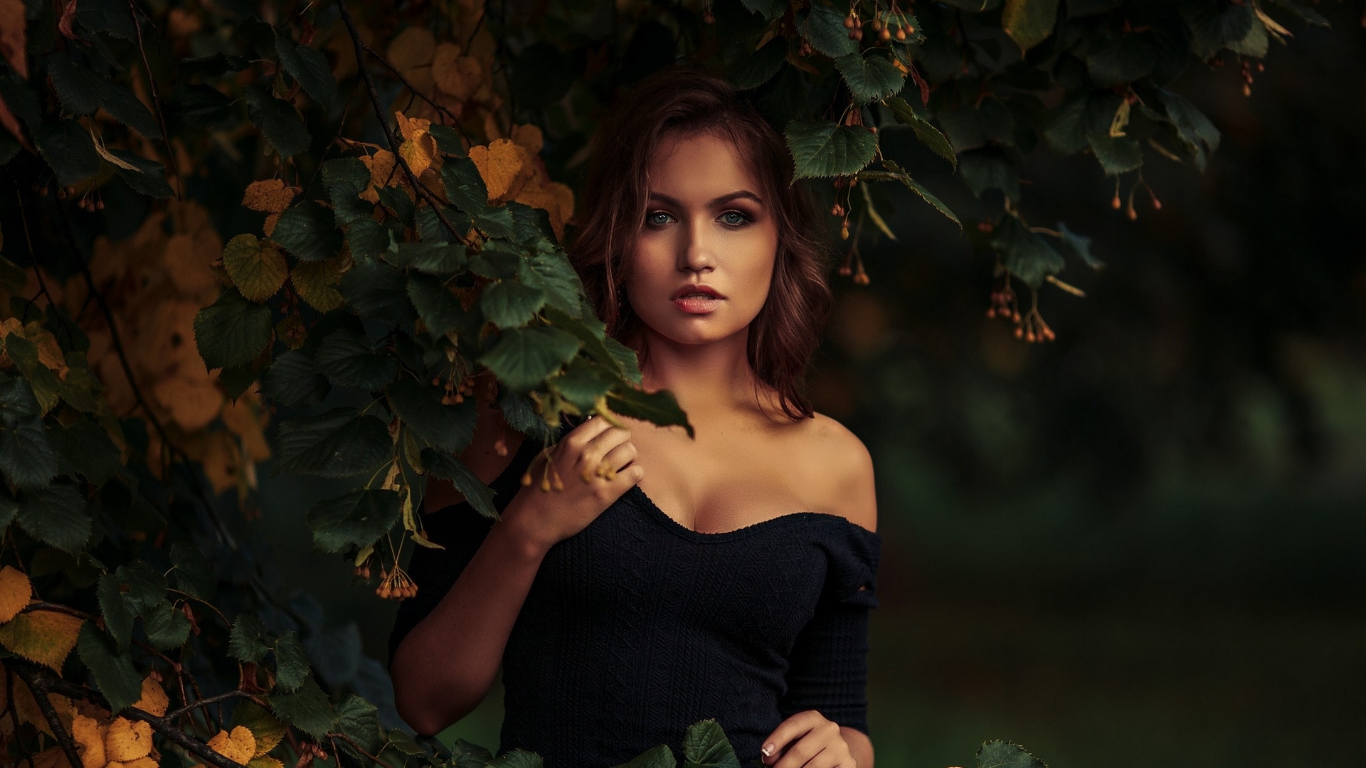 beauty, model, woman, plants, HD Wallpaper