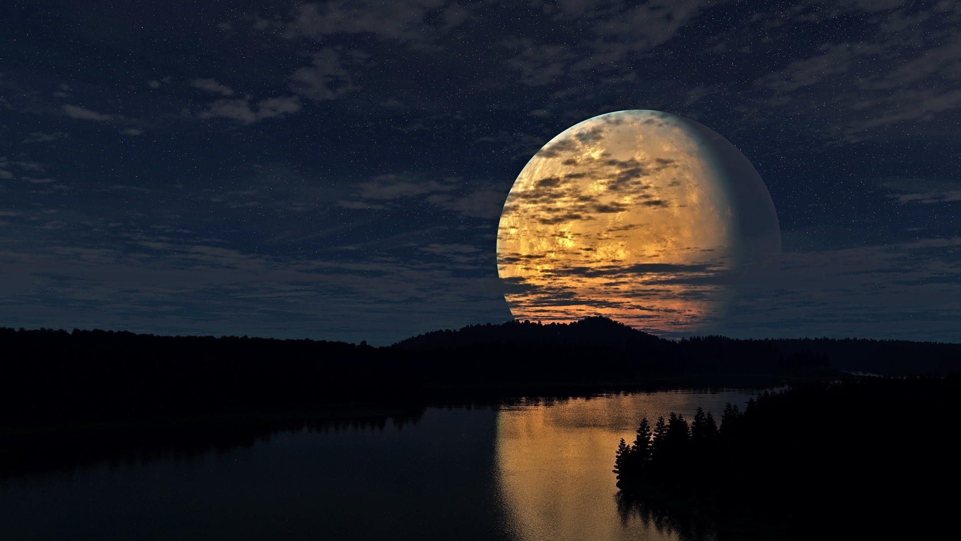 super, amazing, river, moon, HD Wallpaper