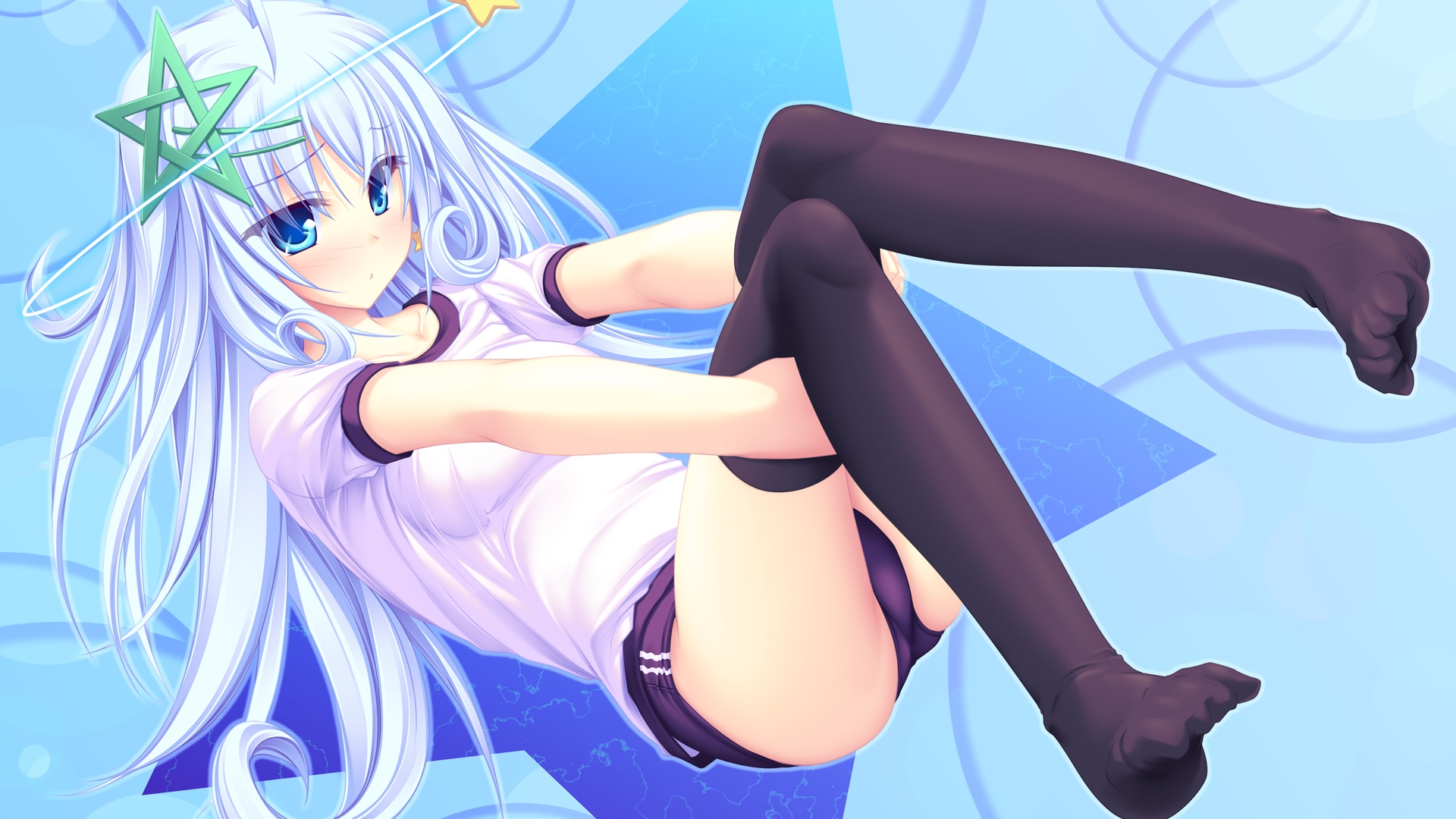 kuu, girl, anime, long hair, pin, star, HD Wallpaper