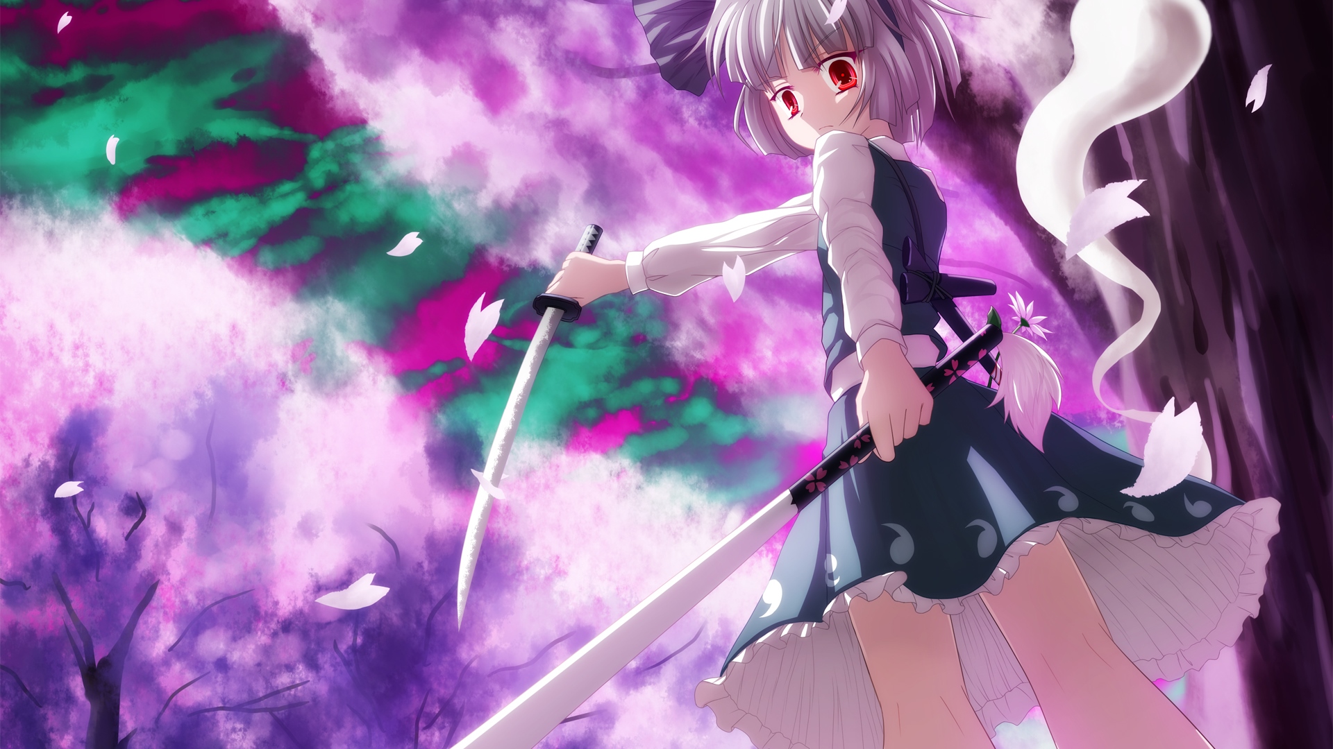 touhou, game, cherry tree, youmu, HD Wallpaper