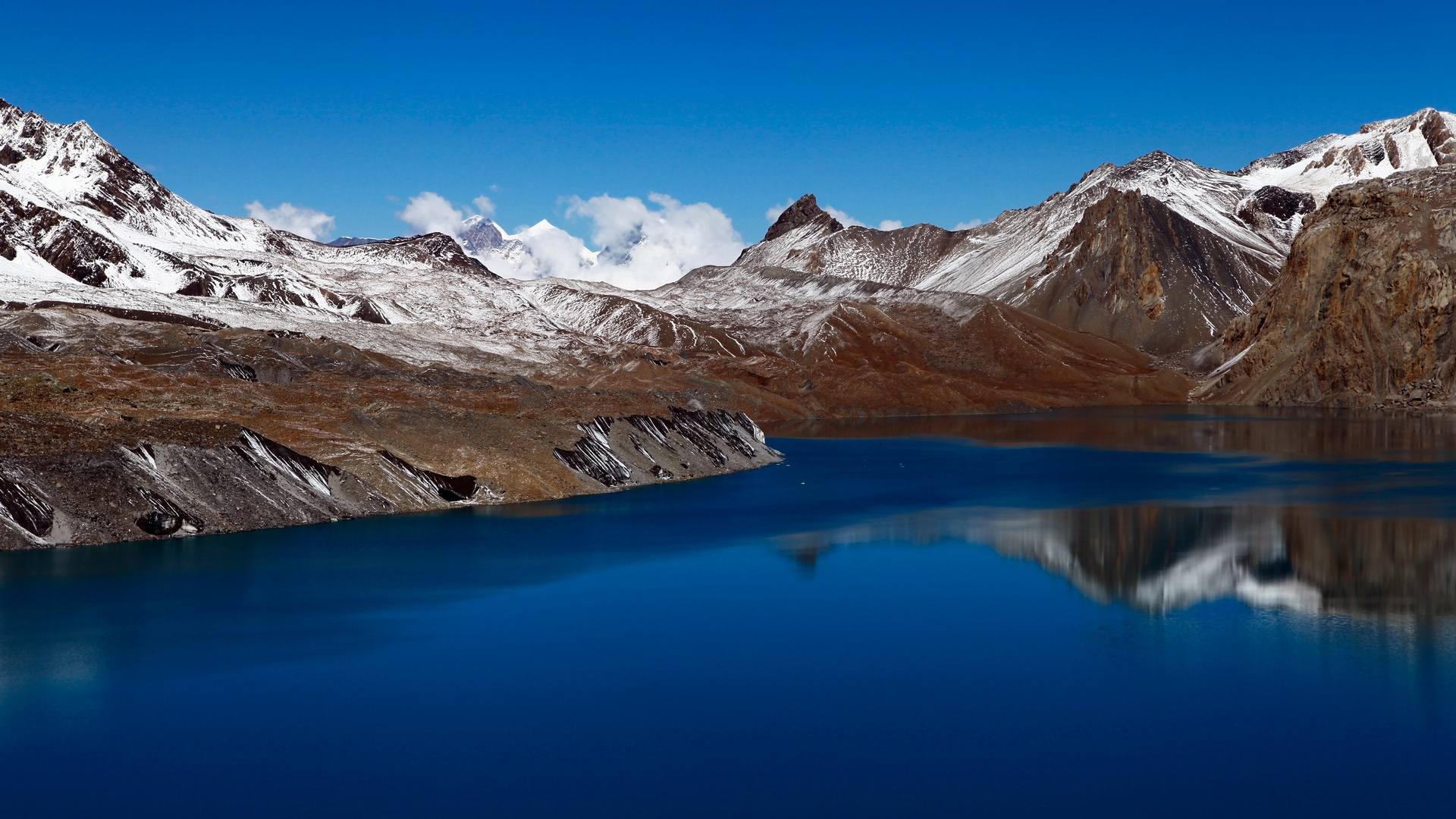 mountains, nepal, 2017, lake, blue, HD Wallpaper