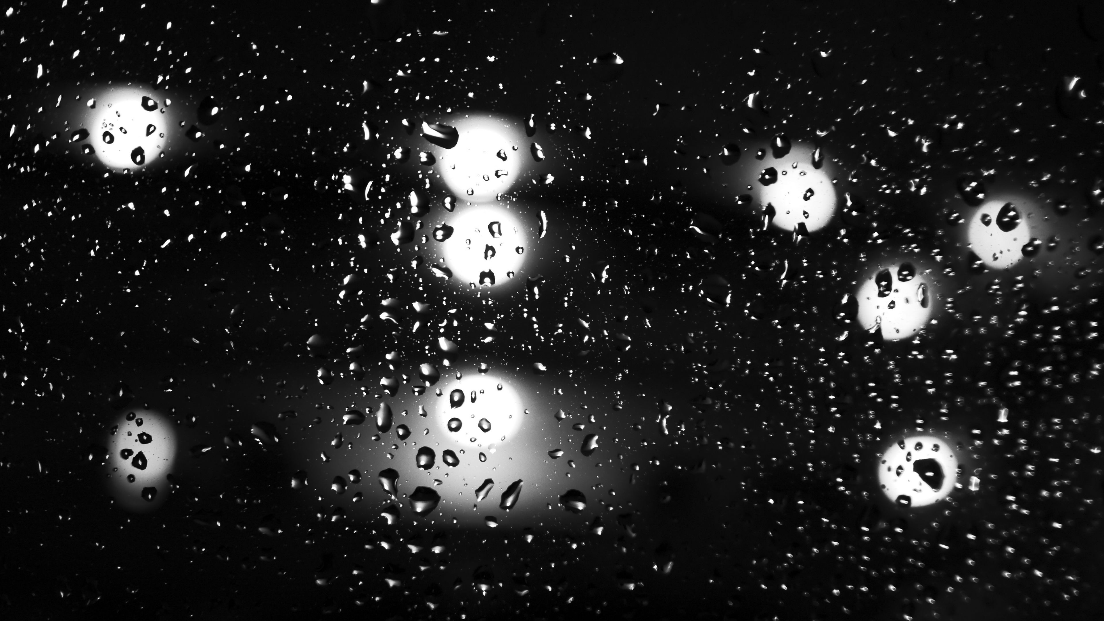 drops, glare, bw, glass, 4k, HD Wallpaper